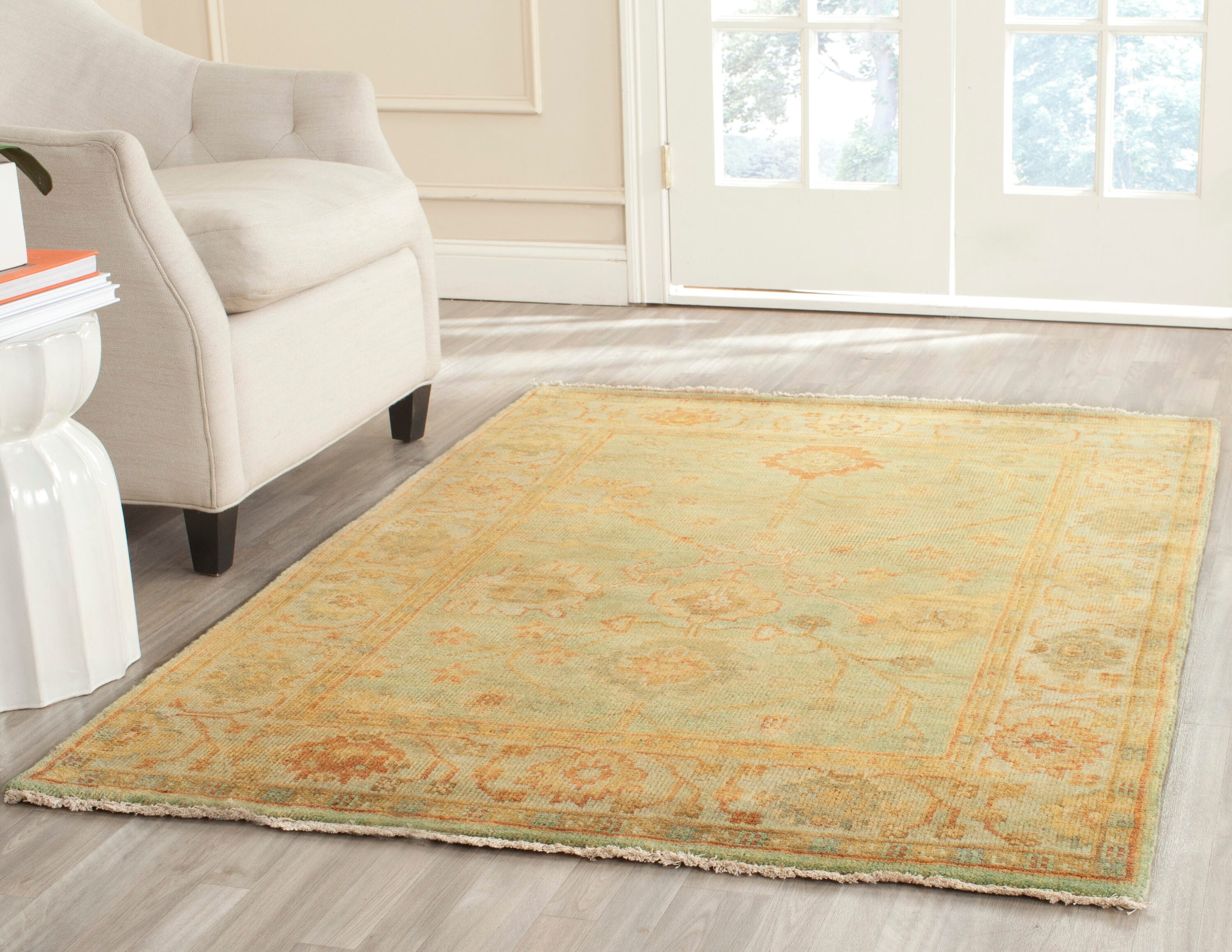  Osh117 Dark Green/Light Green Traditional 4ft x 6ft Small Rectangle Rug