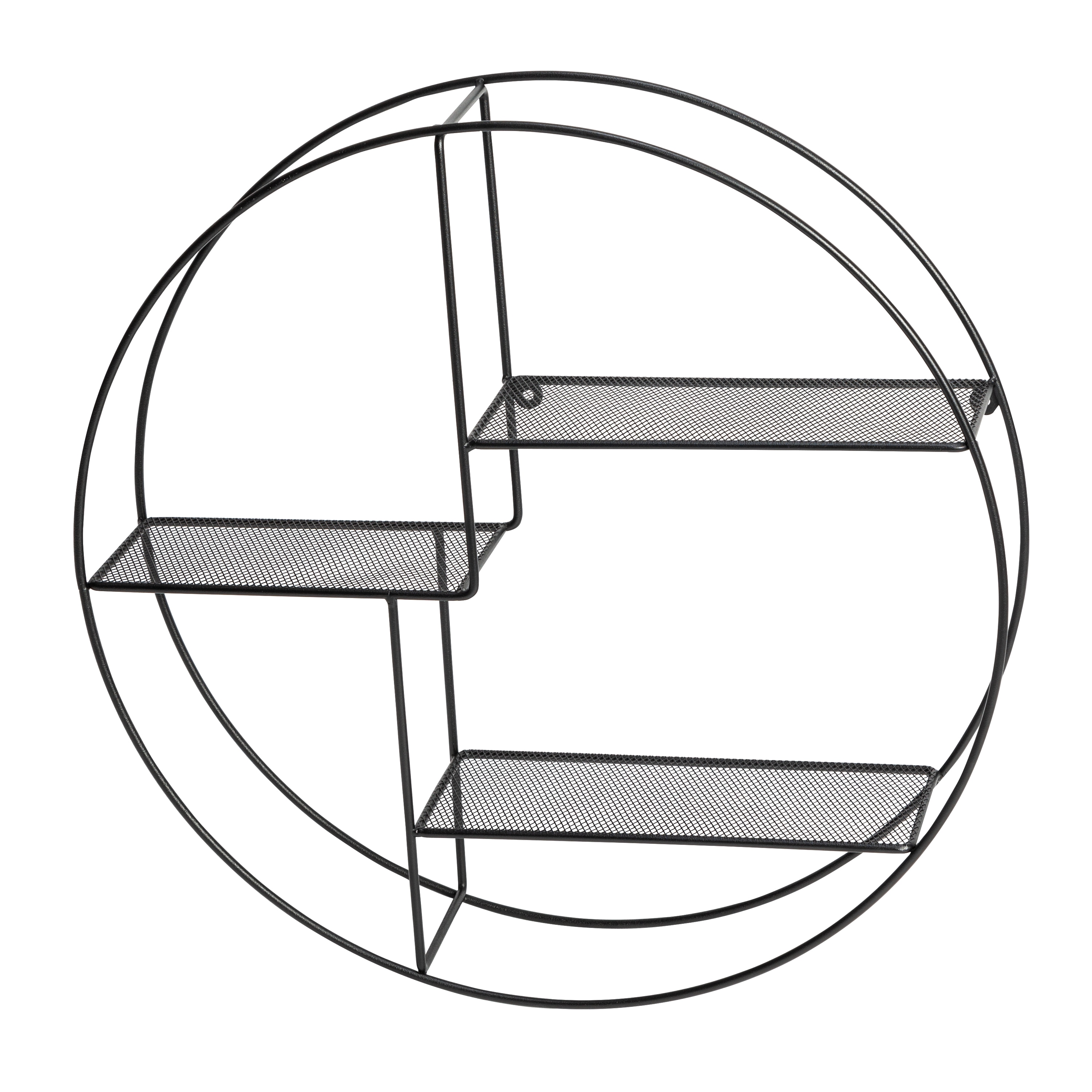 Marlow 21.65" Black Steel Floating Round Wall Shelf