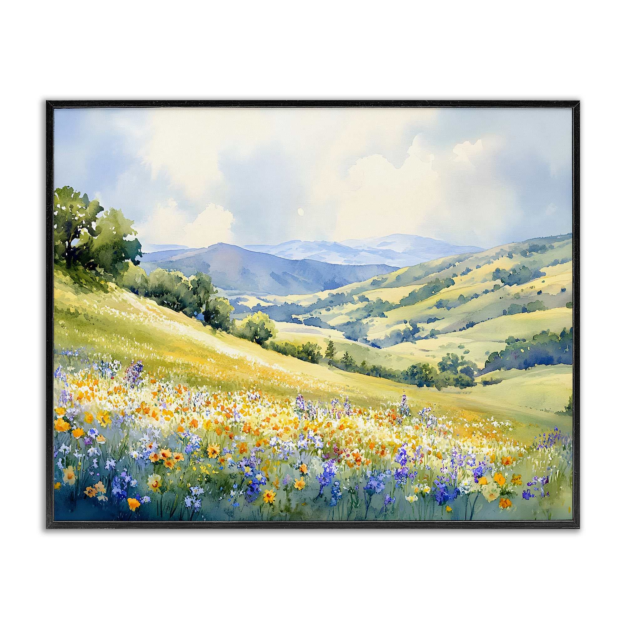 Stupell Industries BT-778-FR-24X30 Spring Meadow with Distant Mountain Framed Giclee design by Franklyn Gregory