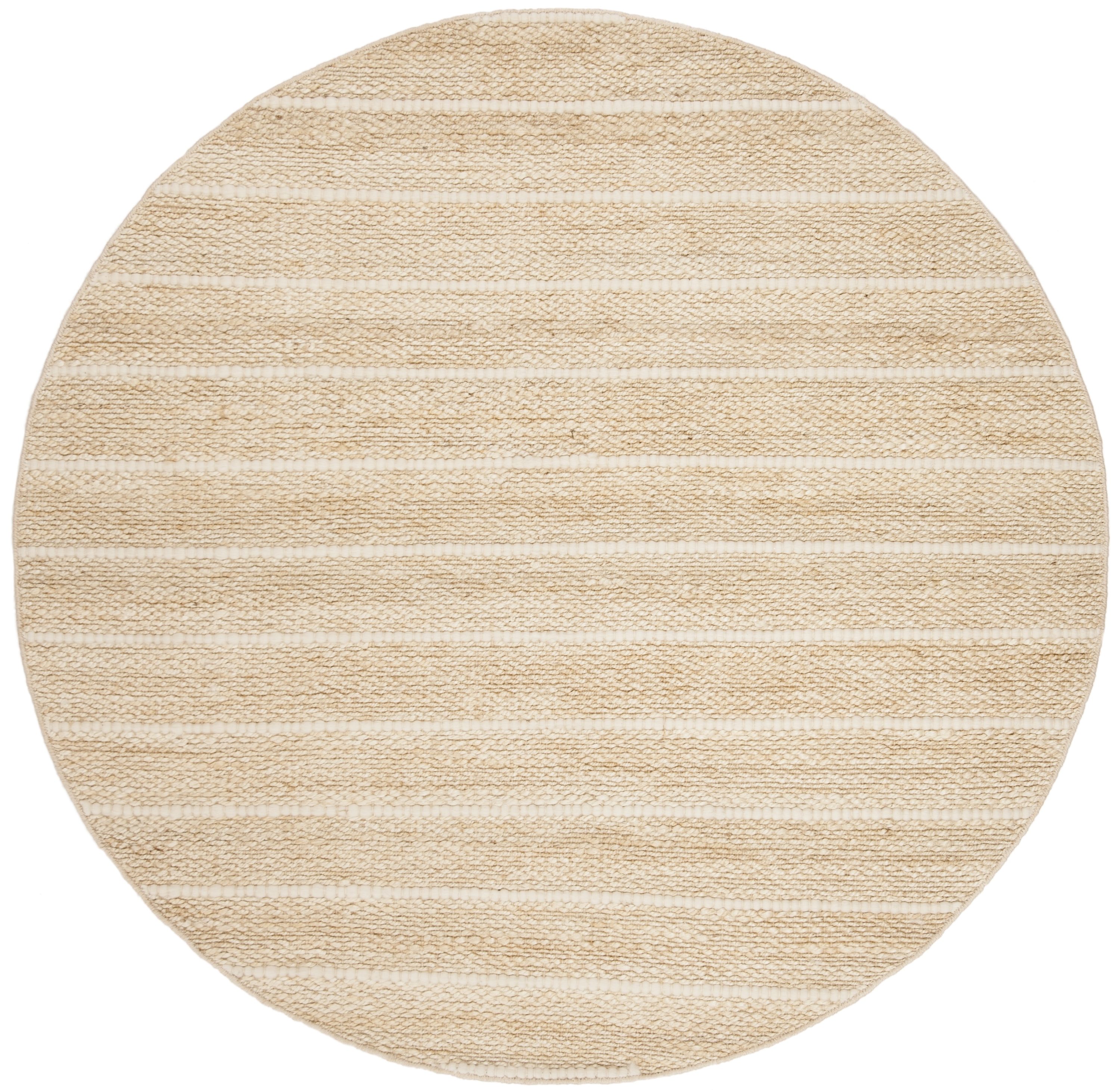 Safavieh NF550B-6R Natural Fiber Maldives 6 x 6 (ft) Synthetic Ivory/Ivory Round Indoor Stripe Coastal Area rug