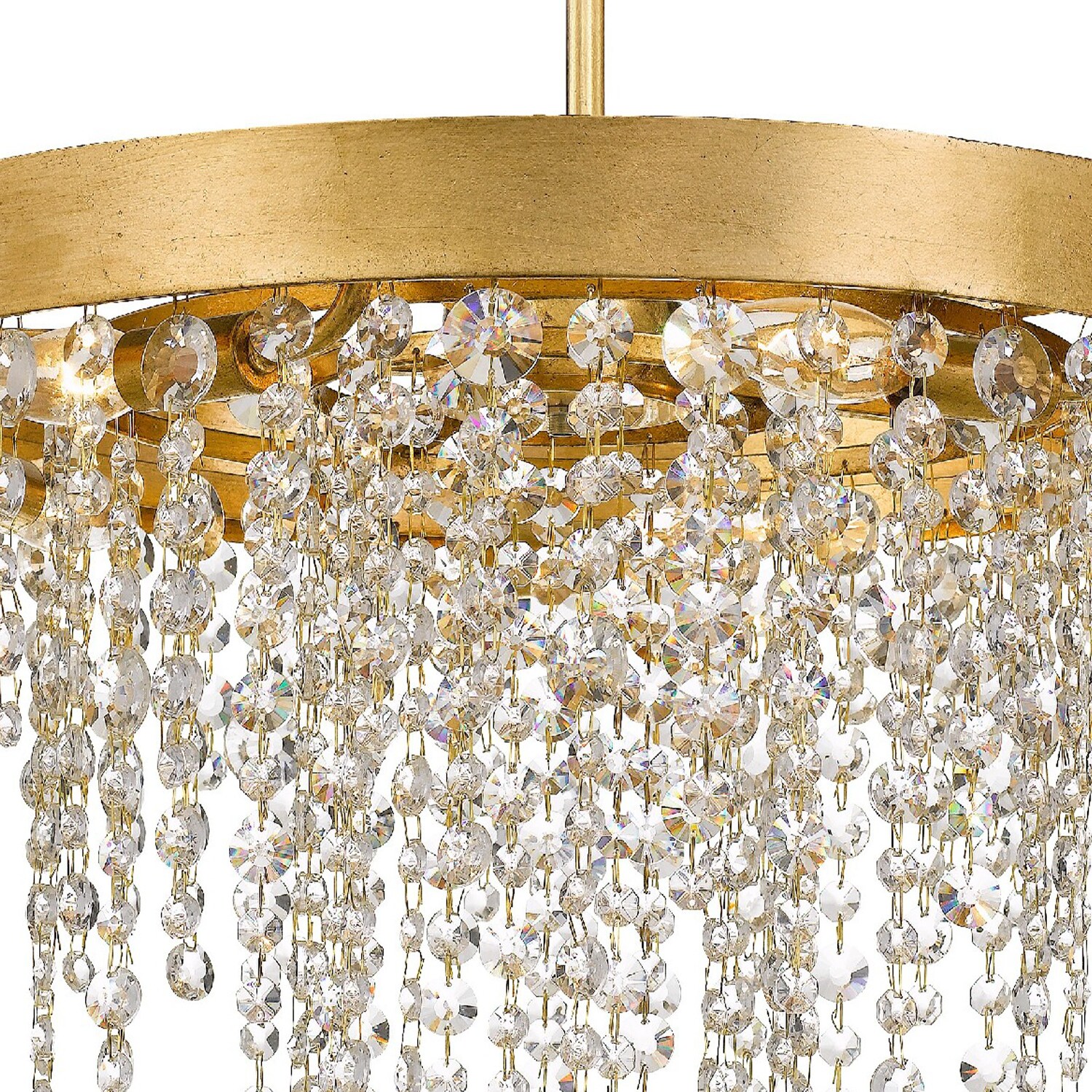Elegant Antique Gold 5-Light Chandelier with Hand-Cut Crystal Accents