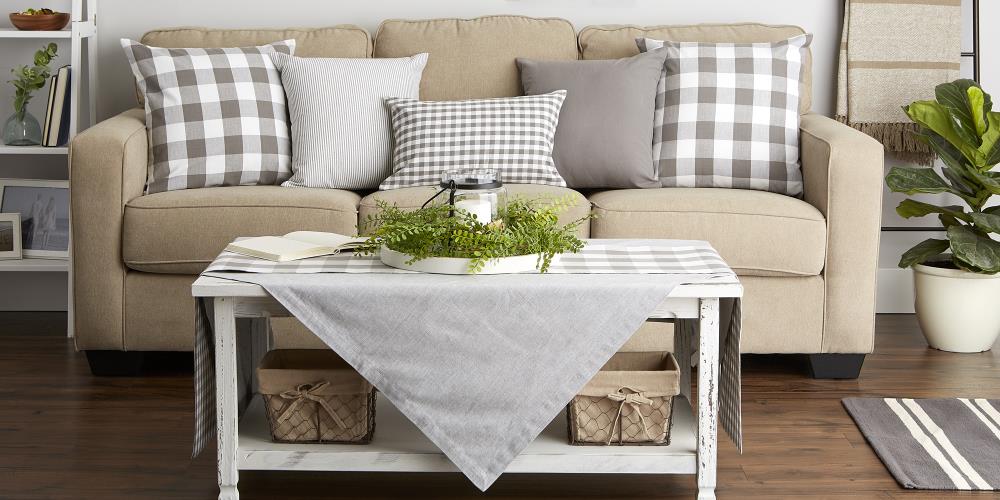 Gray and White Cotton Polyester Euro Gingham Check Pillowcase Set