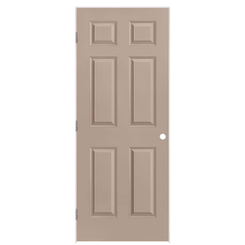 Masonite 1317373 32-in x 80-in Sandpiper Solid core 6-panel Left hand Smooth Prefinished Molded composite Flat Jamb Single Prehung Interior Door
