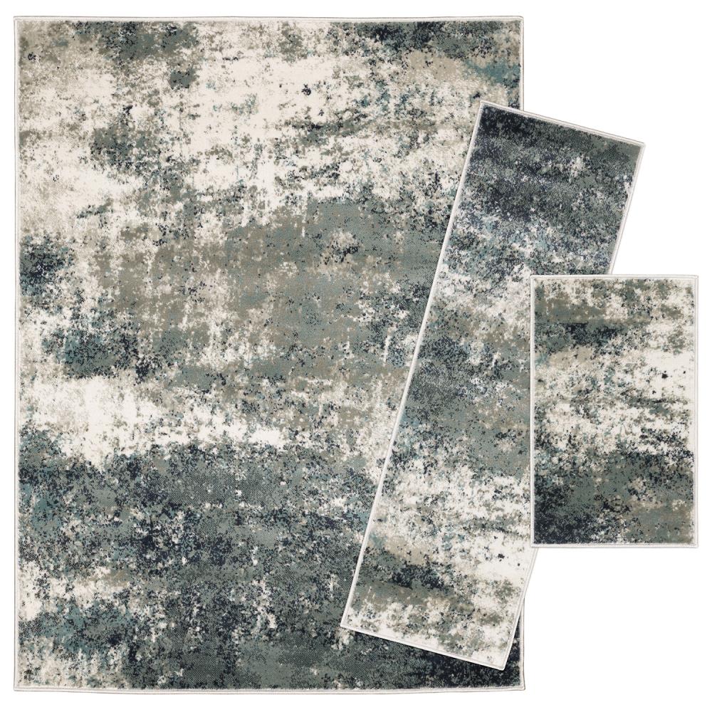 Style Selections E1501X3PCL Abstract 5 x 7 (ft) Woven Polypropylene Blue Rectangular Indoor Abstract Rug set