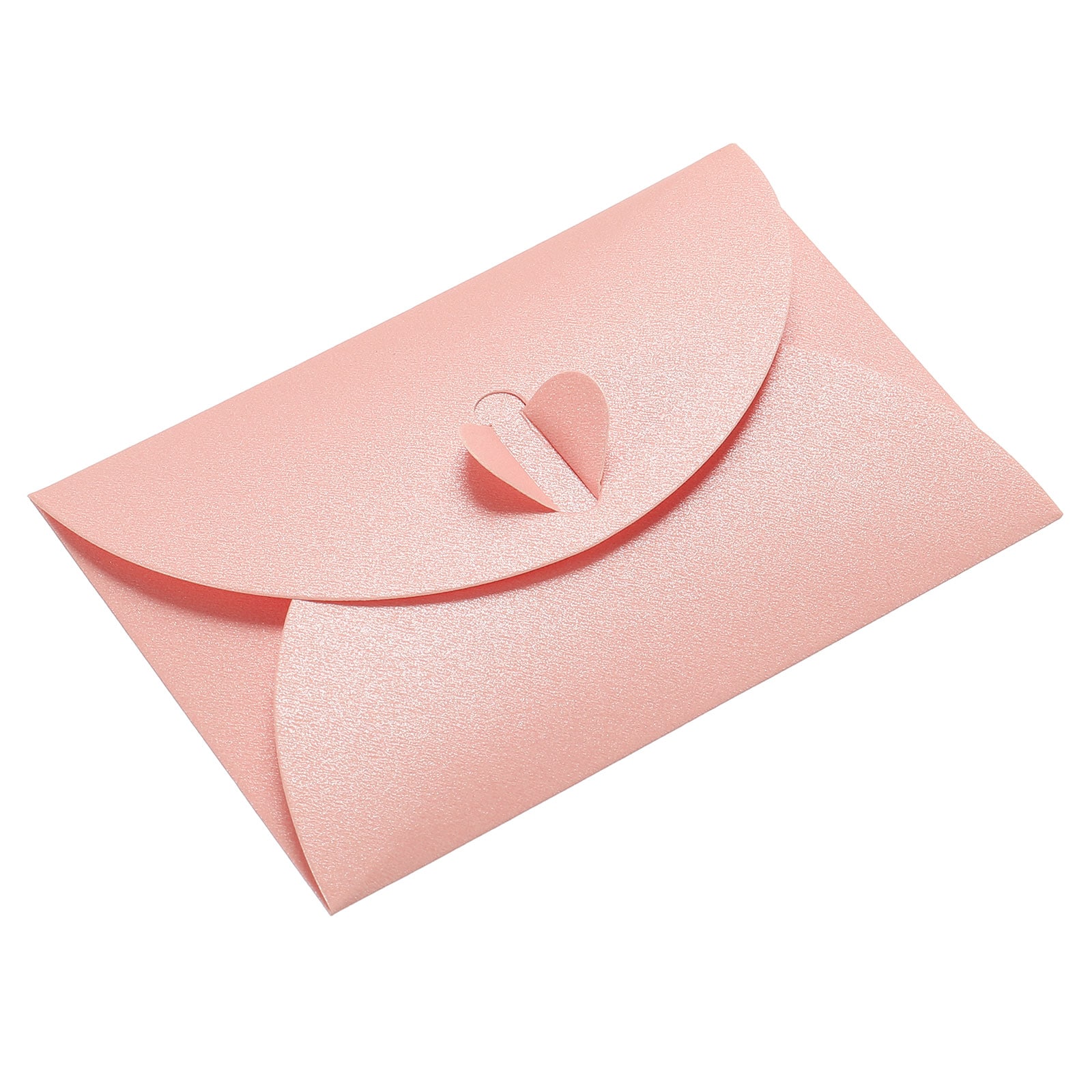 PATIKIL Mini Envelopes 24pcs Heart Clasp Tiny Items Storage Cute Present Card Holder for Wedding Greeting Party Pink