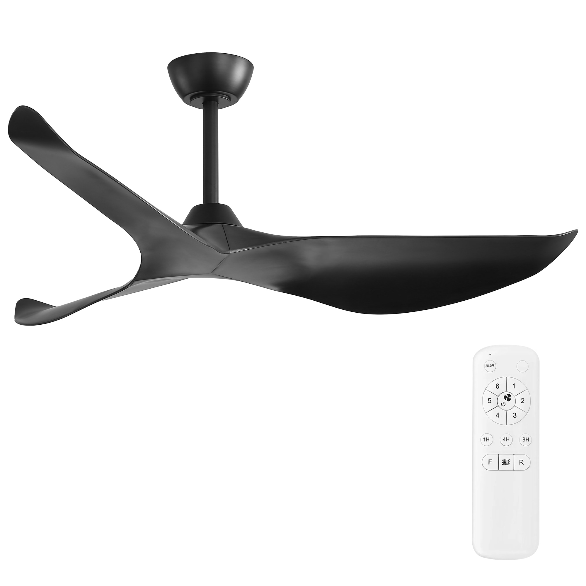 Bybafun YD1300006 38-in Black with ABS Blades Ceiling Fan Without Light - Remote Included ( 3 -Blade )