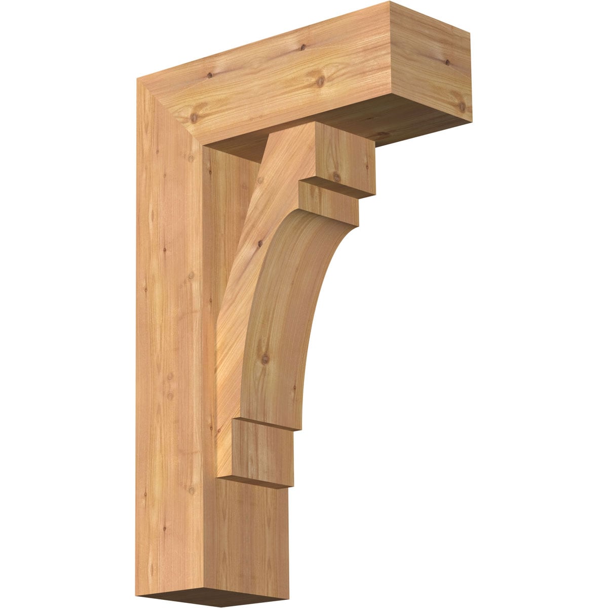 Ekena Millwork 1463169 Merced Block Smooth Bracket with Offset Brace 7-1/2-in x 20-in x 32-in Western red cedar Brown Wood Standard bracket
