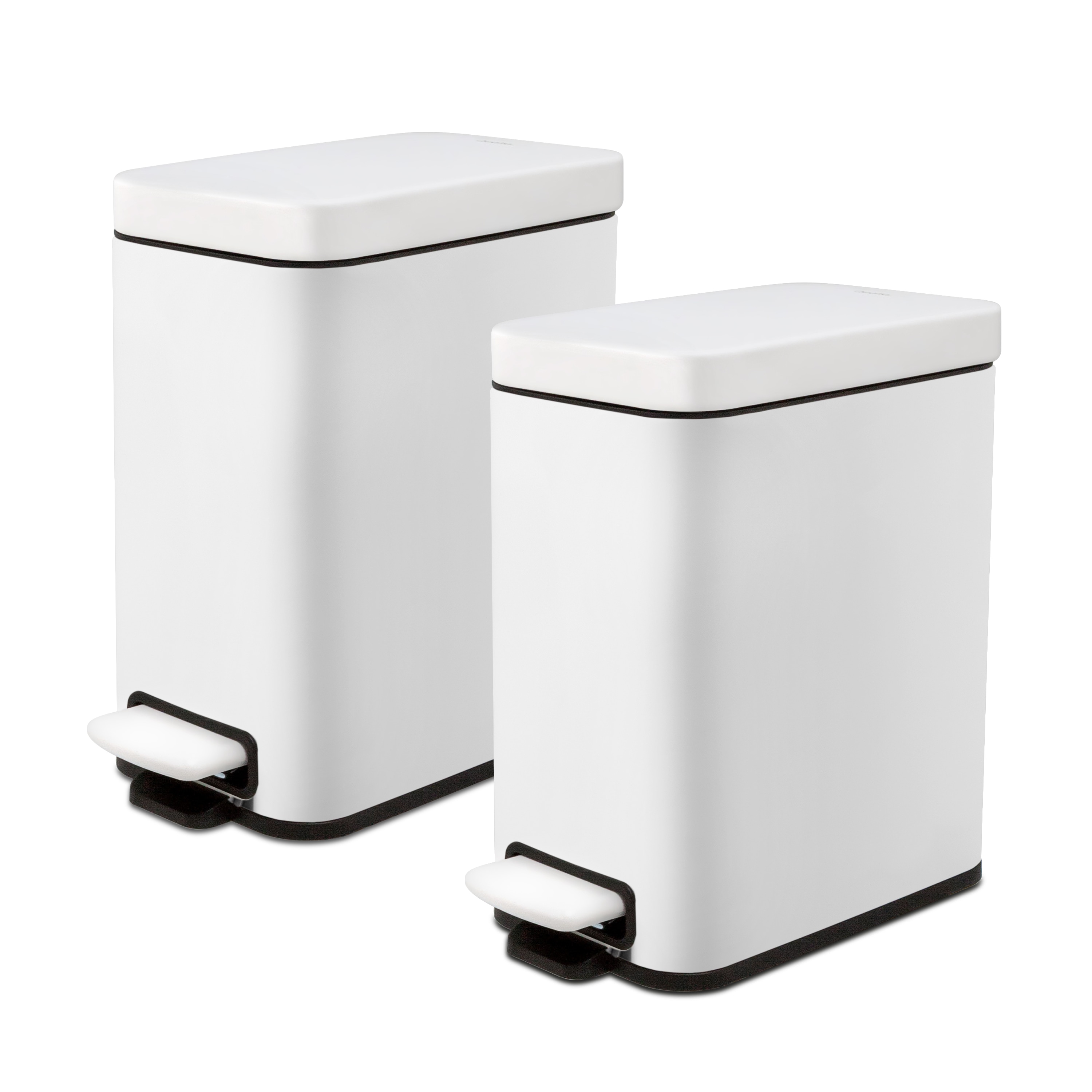 Qualiazero AMZ10055 1.3 Gallon Matte White Steel Indoor Kitchen Step Trash Can
