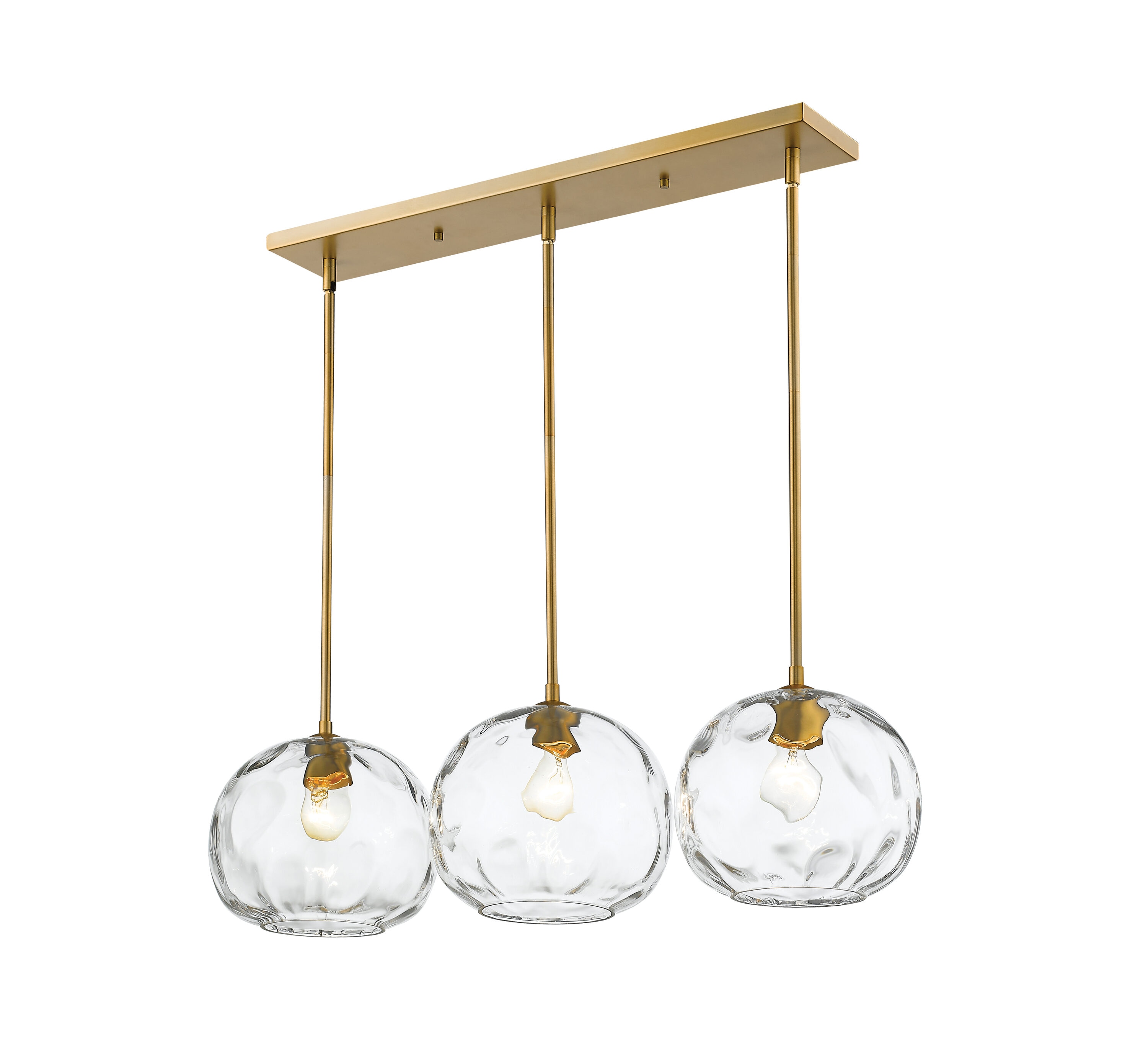 Z-Lite 490P10-3L-OBR Chloe 3 -Light Olde Brass Transitional Clear glass Globe Hanging Kitchen island light