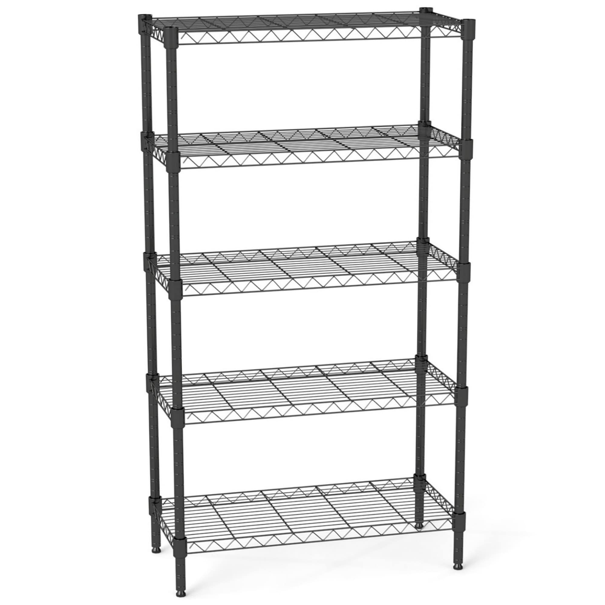 Cuschoice 29.5-in D x 13.8-in W x 59-in H 5-Tier Adjustable Heavy-Duty Wire Shelving Unit - Rust-Resistant Black Rack