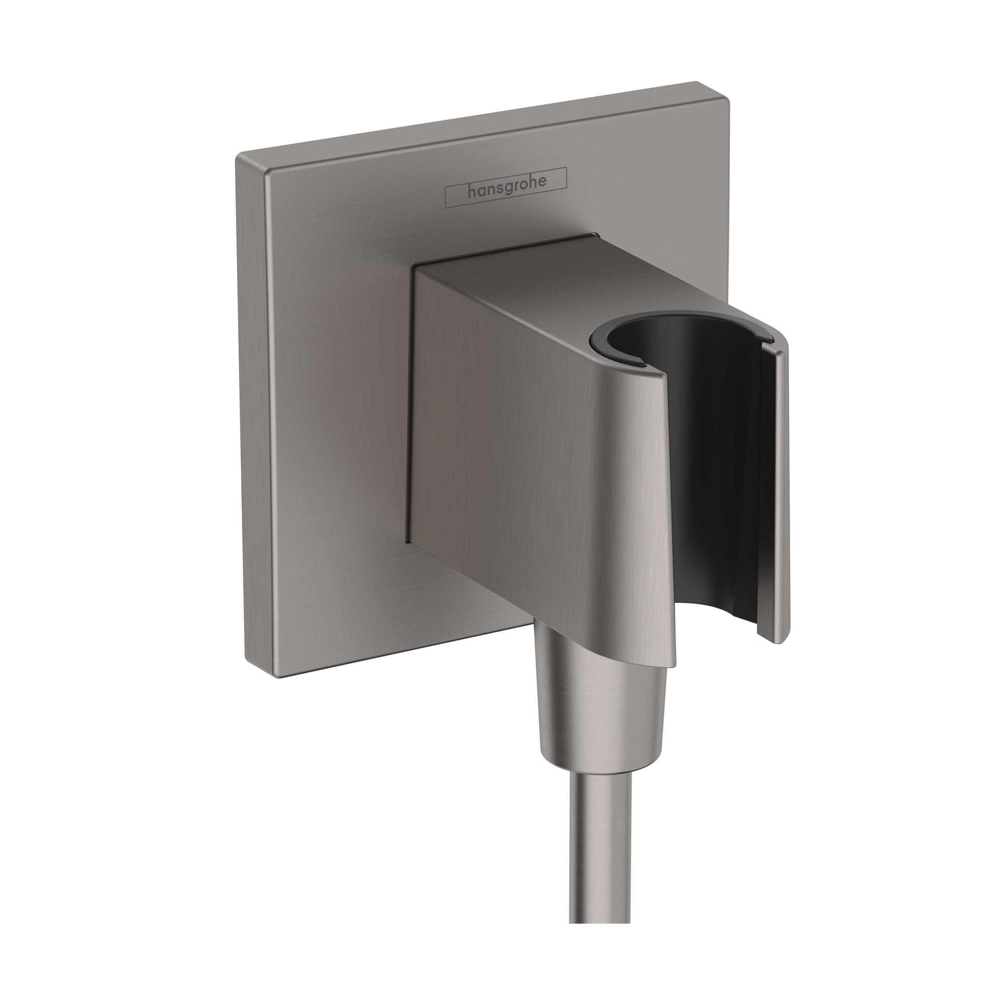 Hansgrohe 26889341 Brushed Black Chrome 3-Inches Universal Shower Wall union with holder 1.2-Inches -ID