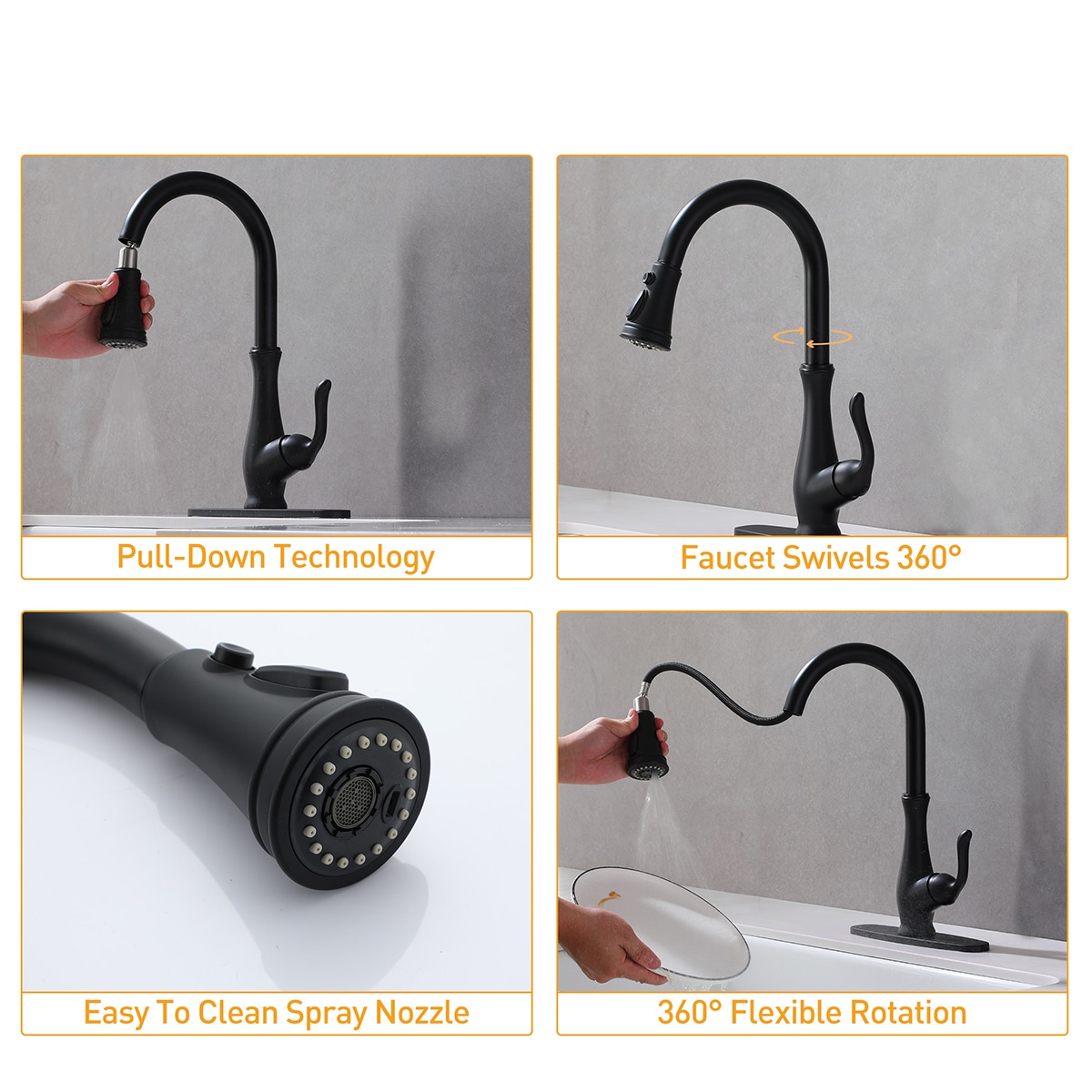 Mondawe OR-91MBKF-DG Kitchen-Faucets - View #5
