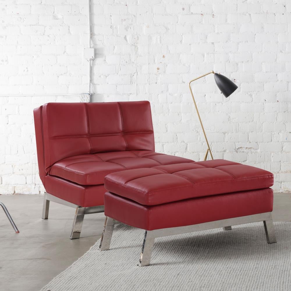 Coddle COTO1OTCM Toggle Modern Crimson Faux Leather Ottoman