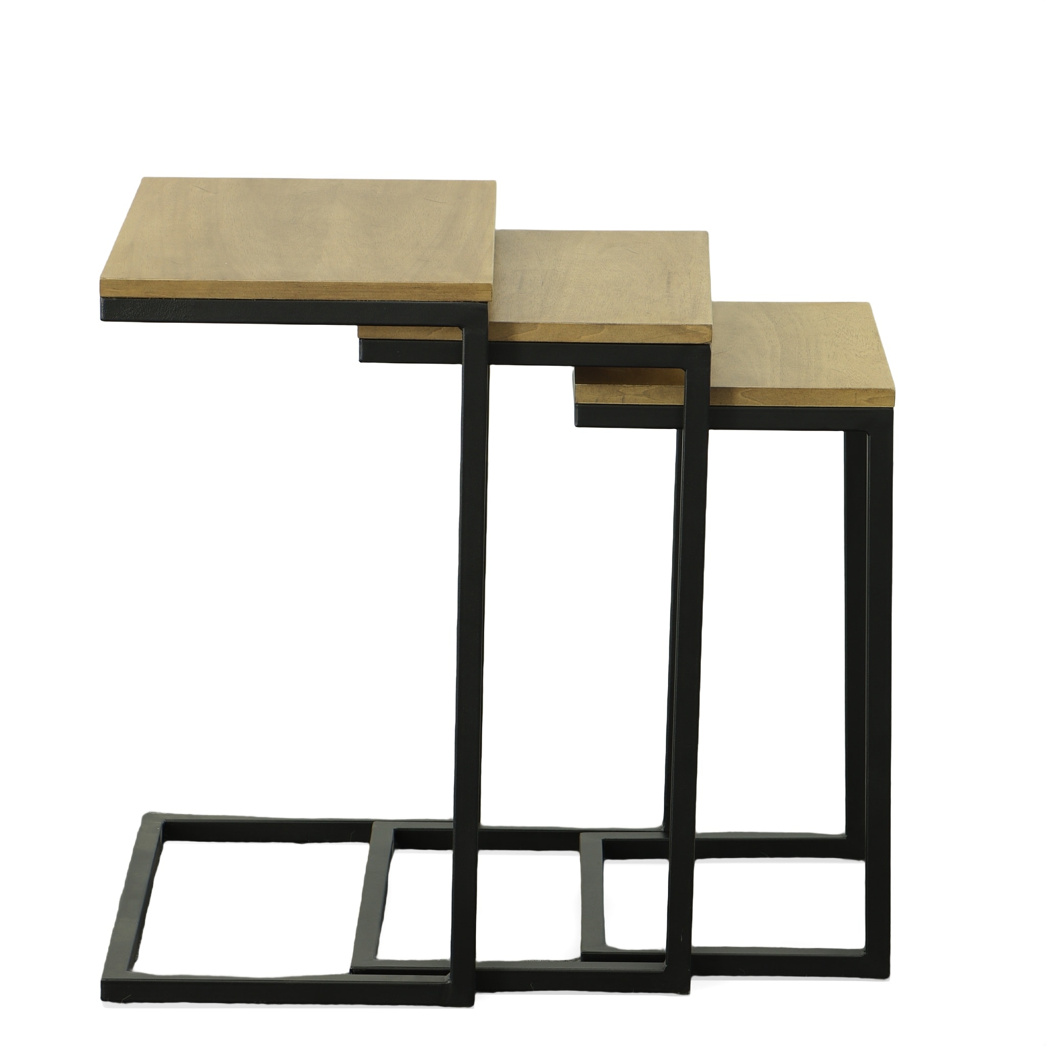 Carolina Cottage WSS-2016HOAI Addison nesting tables 3 -Piece Rustic Harvest oak Asian hardwood Accent Table Set