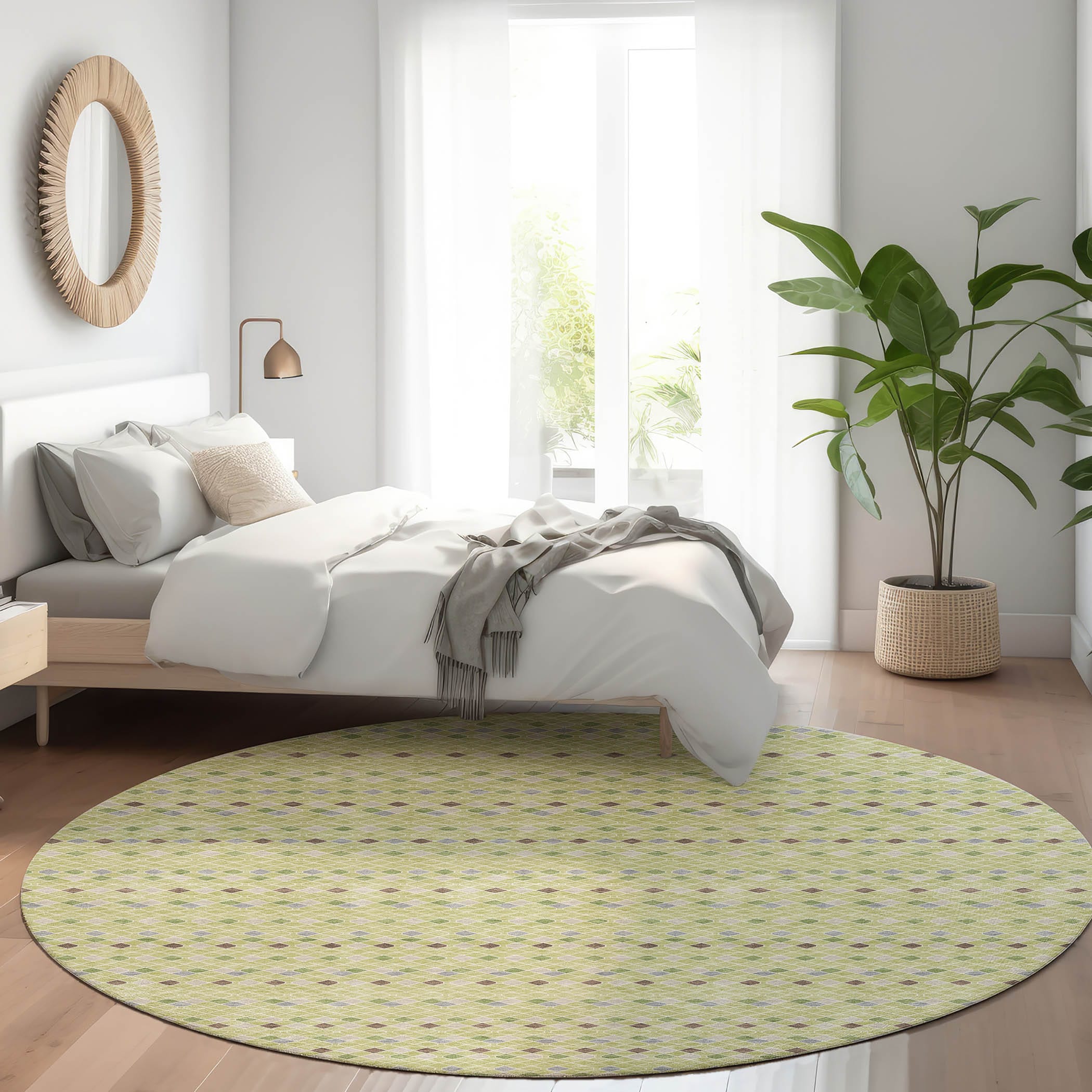 Addison Rugs ACN1408AL8RO Chantille ACN1408AL 8 x 8 (ft) Polyester Aloe Round Indoor/Outdoor Geometric Machine washable Area rug