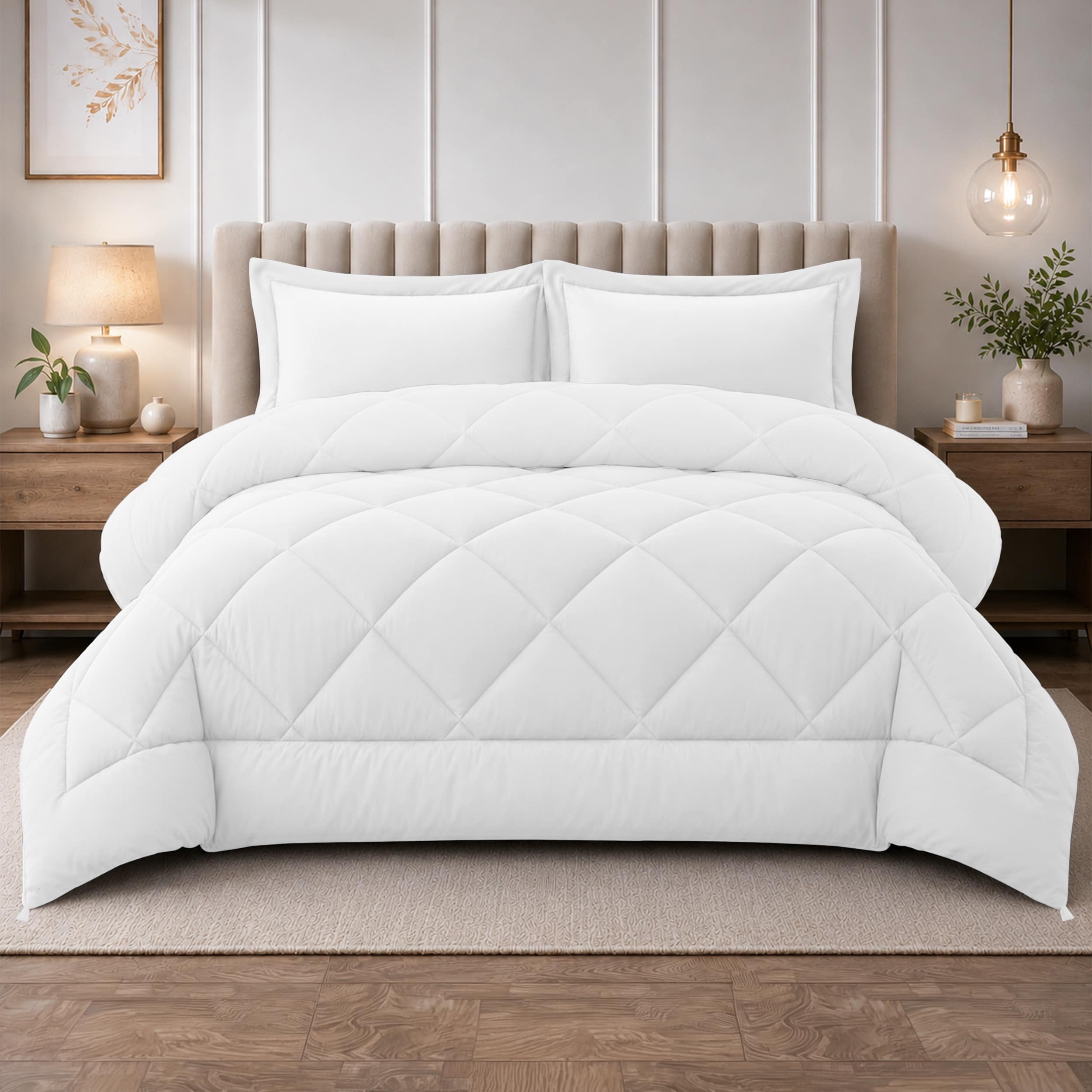 Lux Decor Collection CMF 3PC Q SD WHT Comforters-And-Bedspreads - View #8