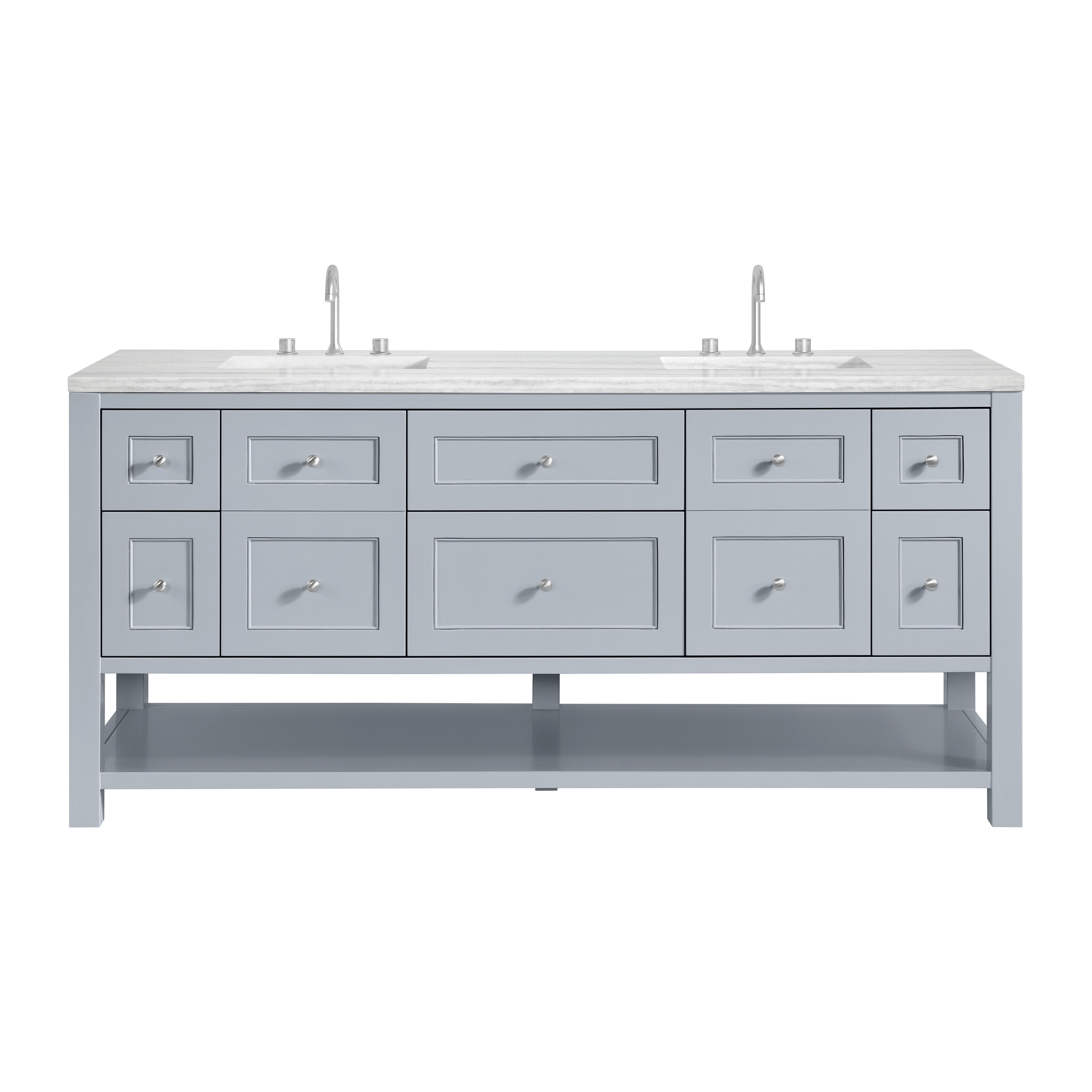 James Martin Vanities 330-V72-SRB-3AF Breckenridge 72-in Serenity Blue Undermount Double Sink Bathroom Vanity with Arctic Fall Solid Surface Top