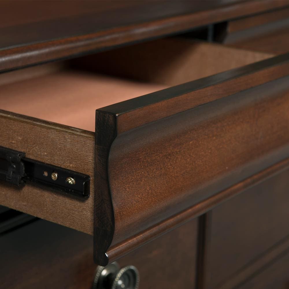 Cherry Sleigh Queen Bedroom Set with Carved Panels and Ample Storage