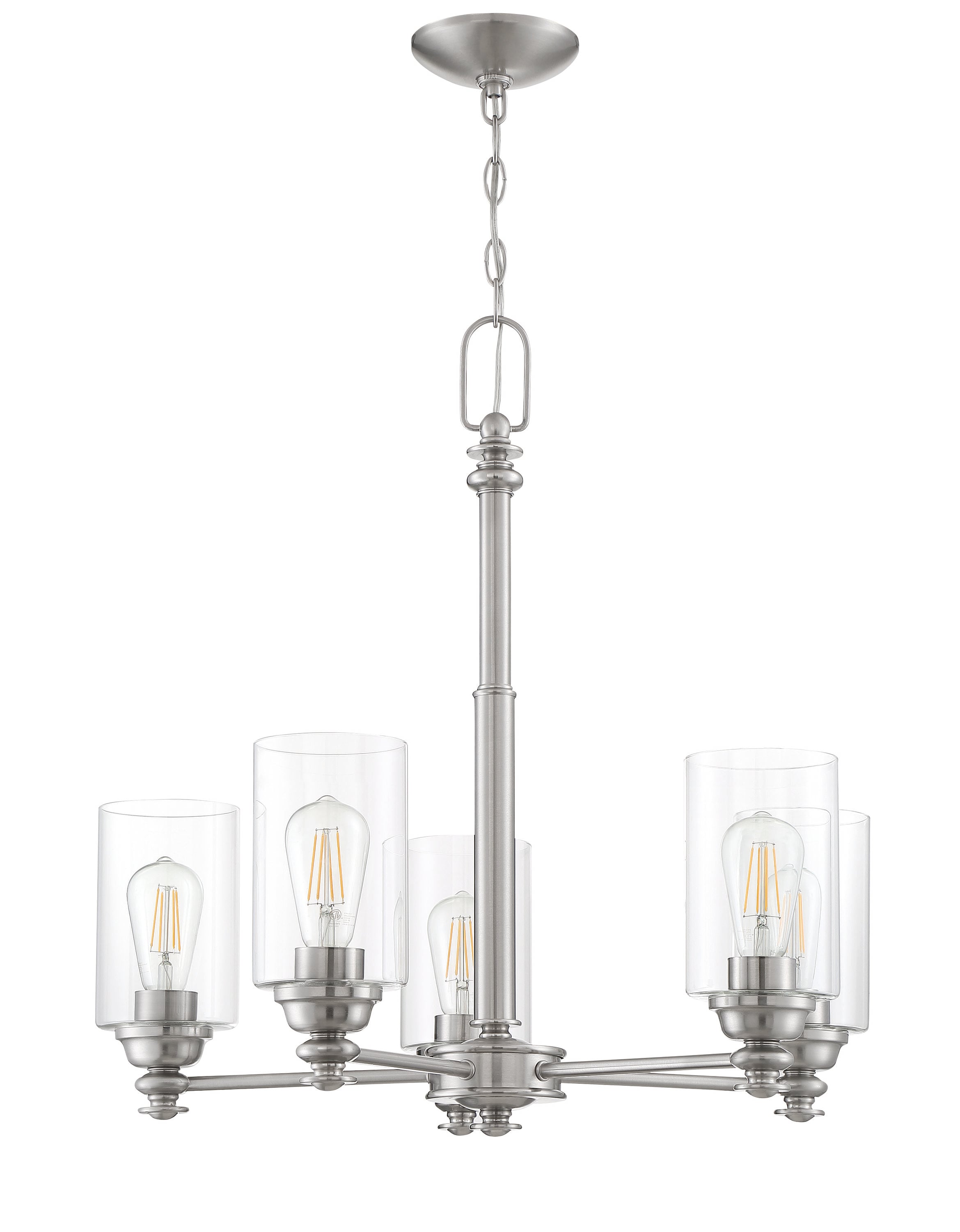 Craftmade 49825-BNK-C Dardyn 5 -Light Brushed Nickel Transitional For Use in Bedrooms, Dining Rooms, Foyers, Kitchens, Living Rooms Chandelier
