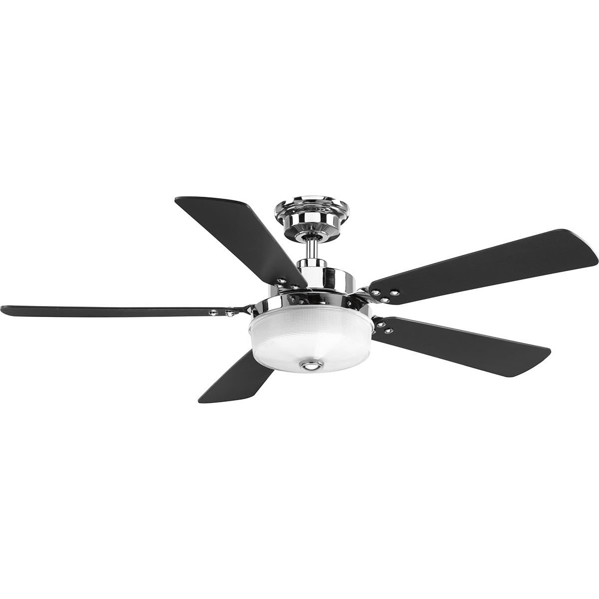 Progress Lighting P2578-1530K Tempt 52-in Integrated LED Polished Chrome with Medium Cherry/Black Blades Ceiling Fan With Light - Remote Included ( 5 -Blade )