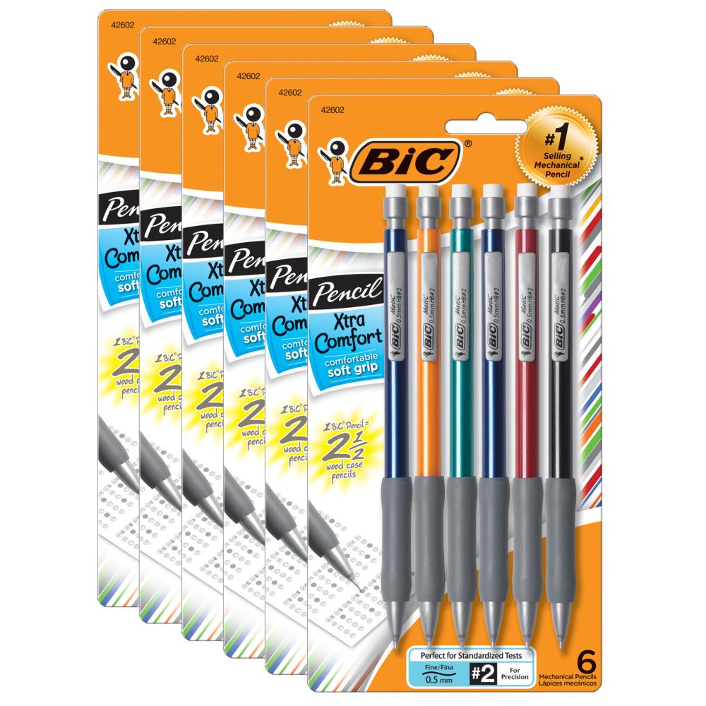 BIC Xtra-Comfort Mechanical Pencil, 0.5mm Fine Point, 6 Per Pack, 6 ...