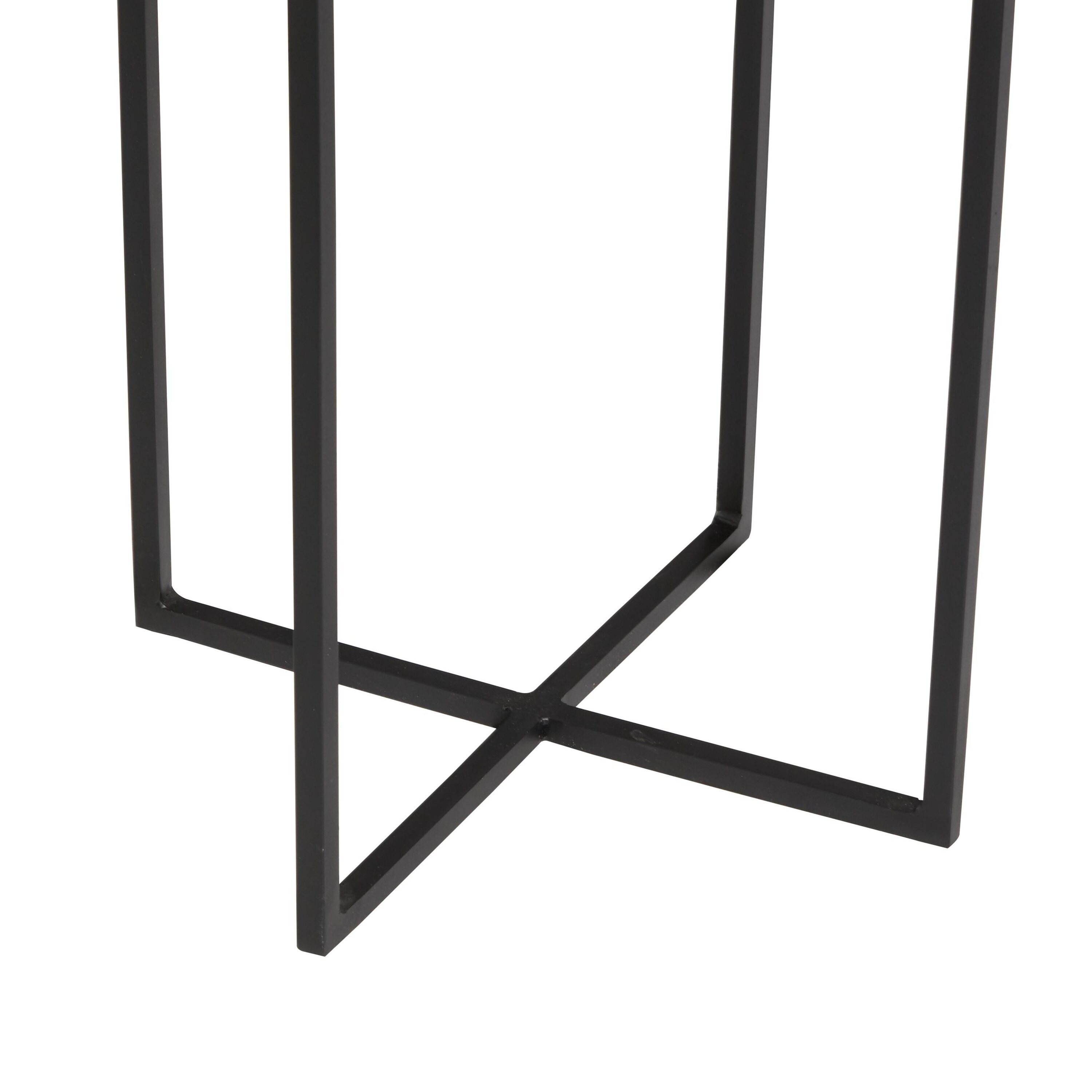 Sophisticated Teak and Iron Round Side Table
