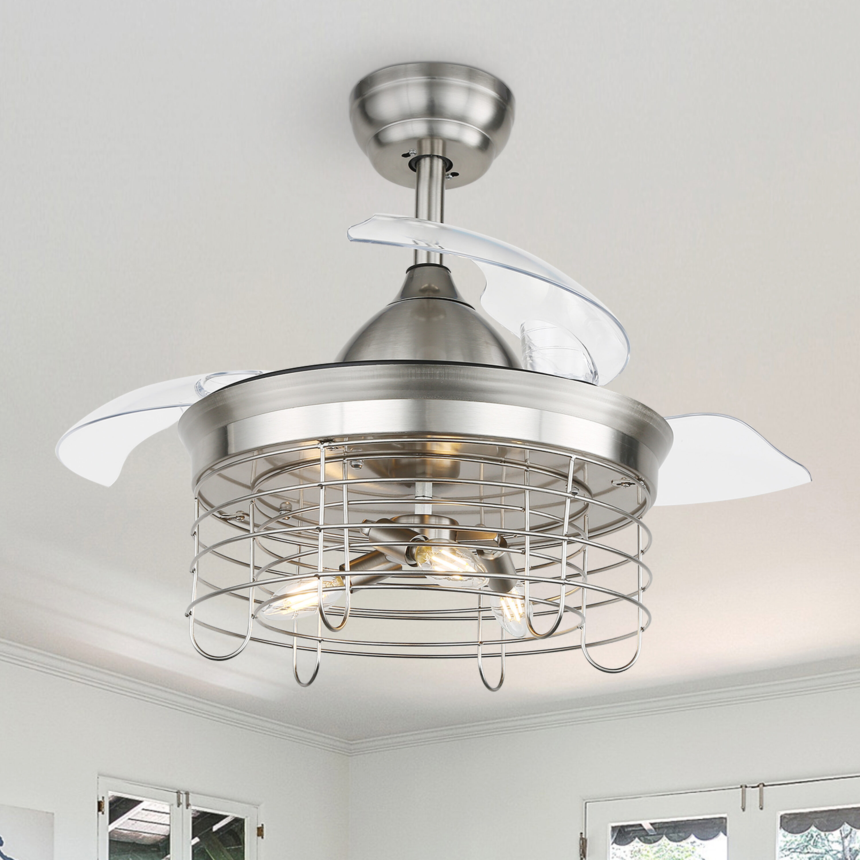 Oaks Decor Bicocca 36-in Nickel Color-changing LED Indoor Ceiling Fan ...