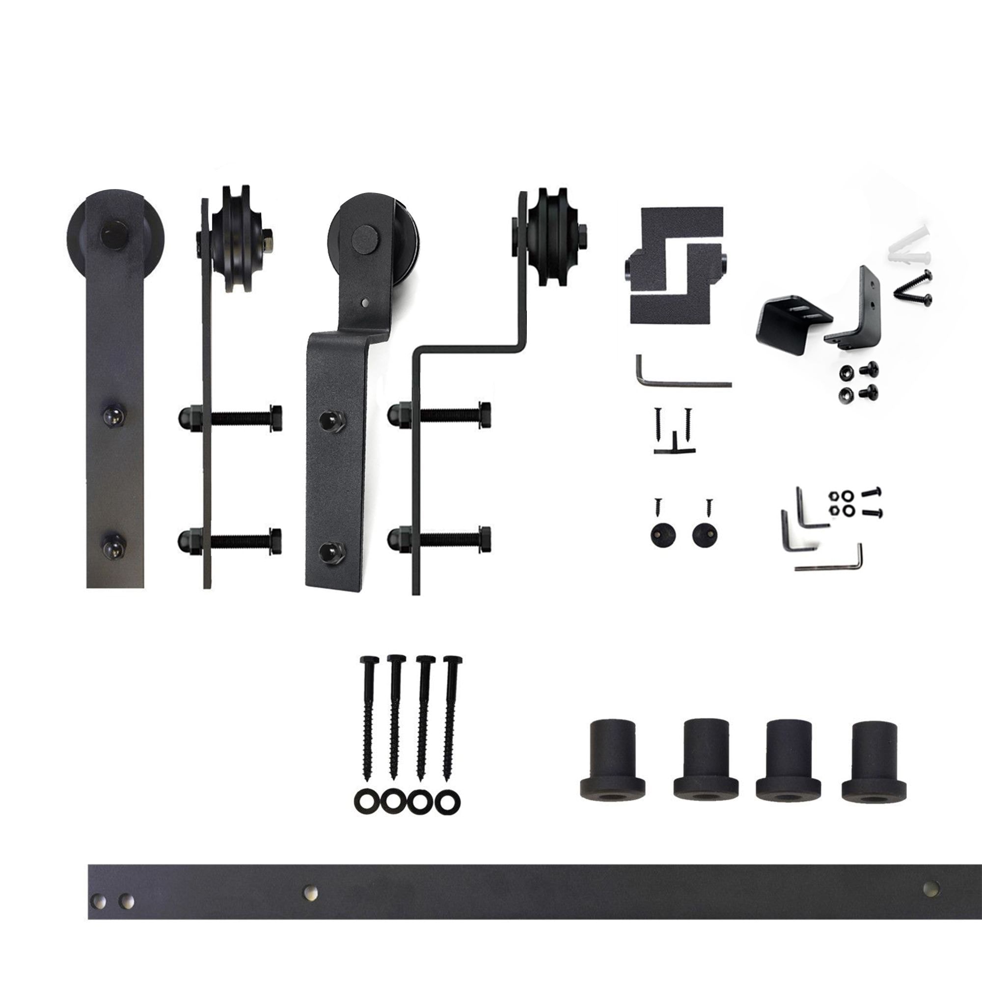 HOMACER 144-in Rustic Black Indoor Top Mount Single Barn Door Hardware Kit DZ1TGH144C Sansujyuku sansujyuku.com