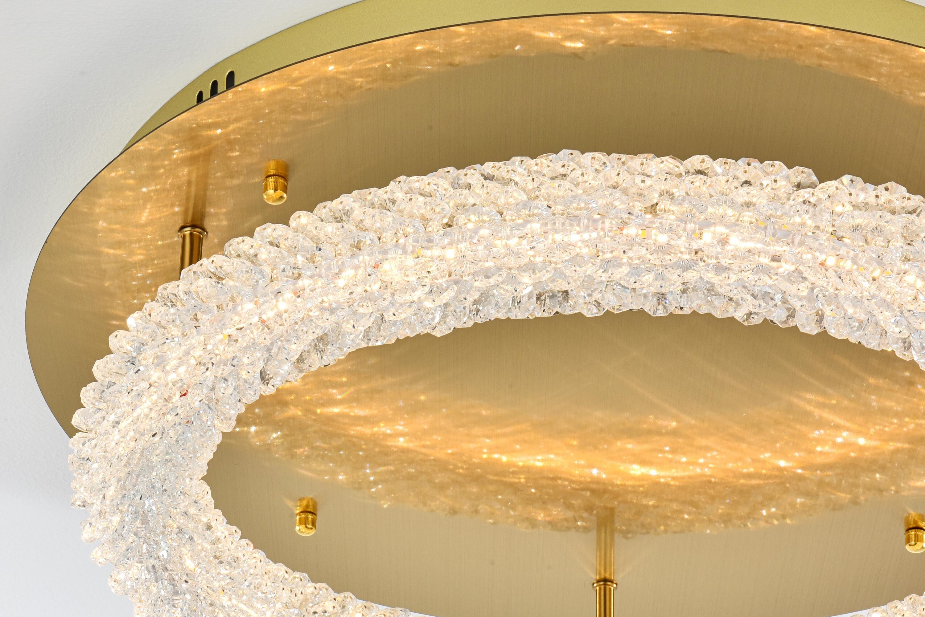 Bowen 22" Satin Gold Crystal LED Flush Mount Light