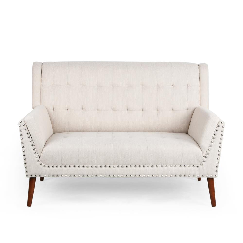 Best Selling Home Decor 312778 Brynner 56.75-Inches Modern Beige and walnut 2 -seater Settee
