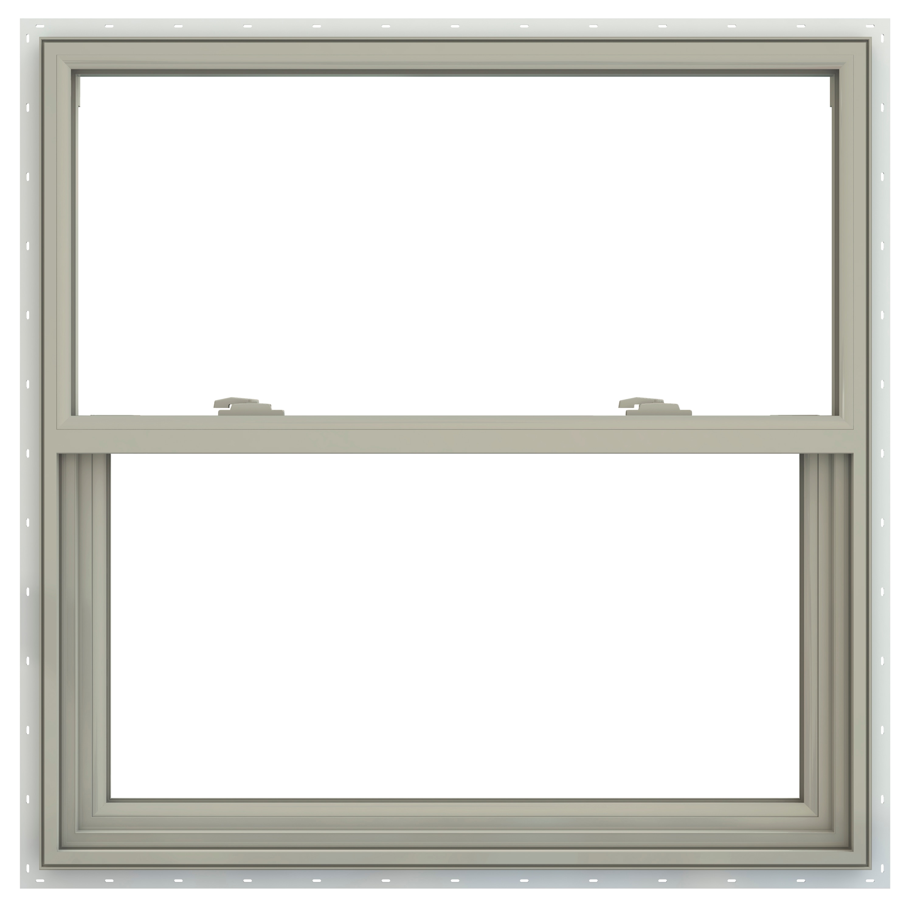 JELD-WEN LOWOLJW143800870 V-2500 35-1/2-in x 35-1/2-in Desert Sand Exterior Vinyl New construction Single Hung Window Low-E argon Double Pane Glass (Full Screen Included)