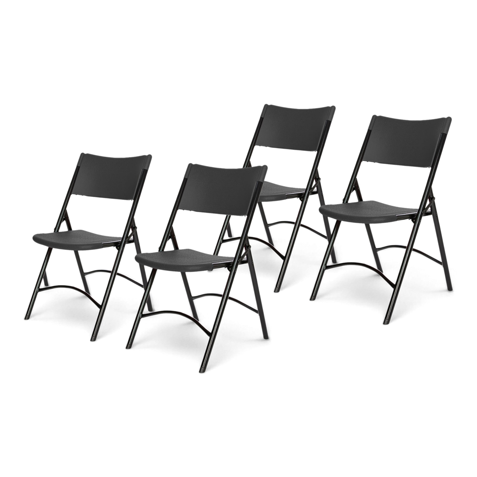 Hampden Furnishings 4 -Pack Black Plastic Frame Plastic Seat Indoor/Outdoor Standard Folding Chair 500-lb Weight Cap