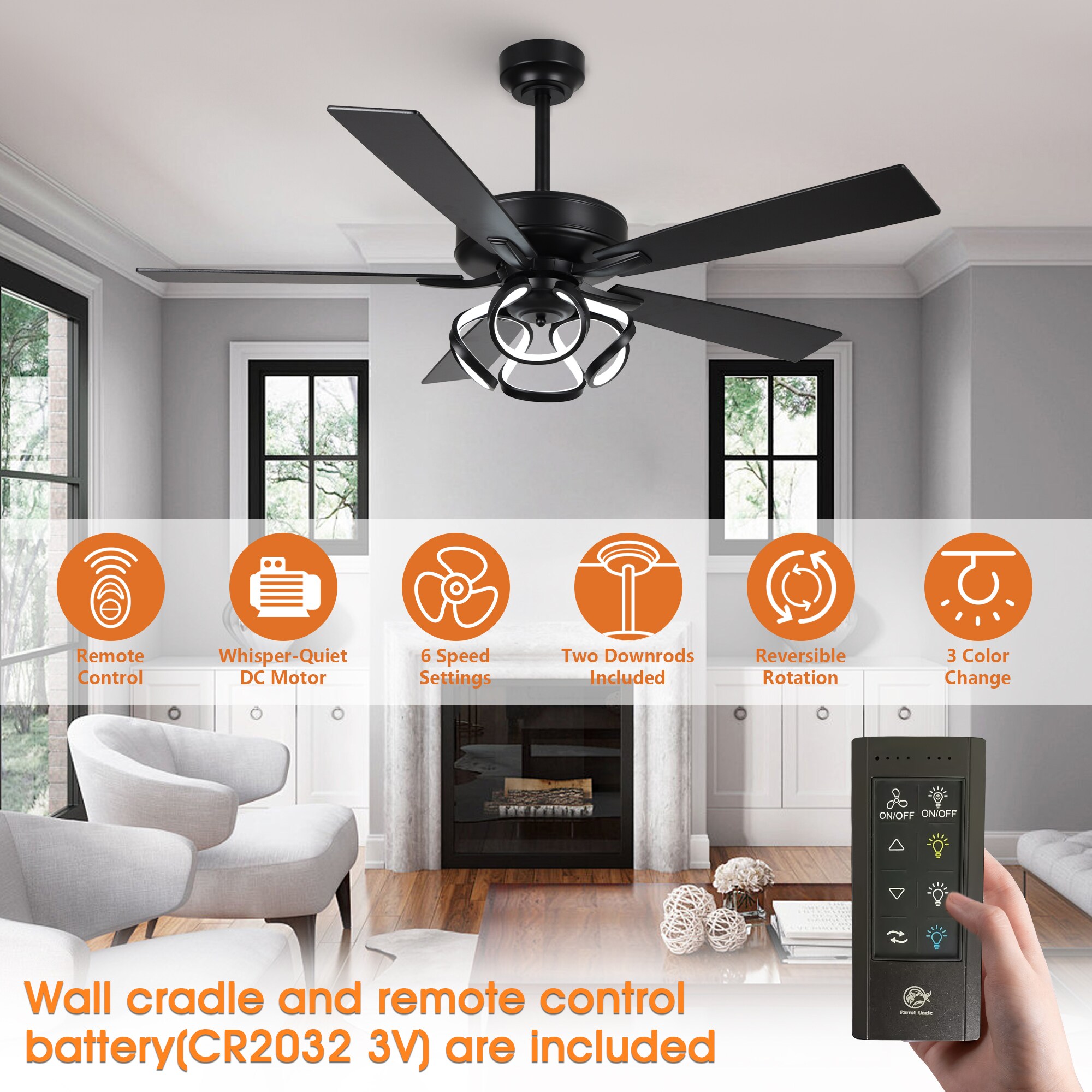 Parrot Uncle F6367BK110V Ceiling-Fans - View #6