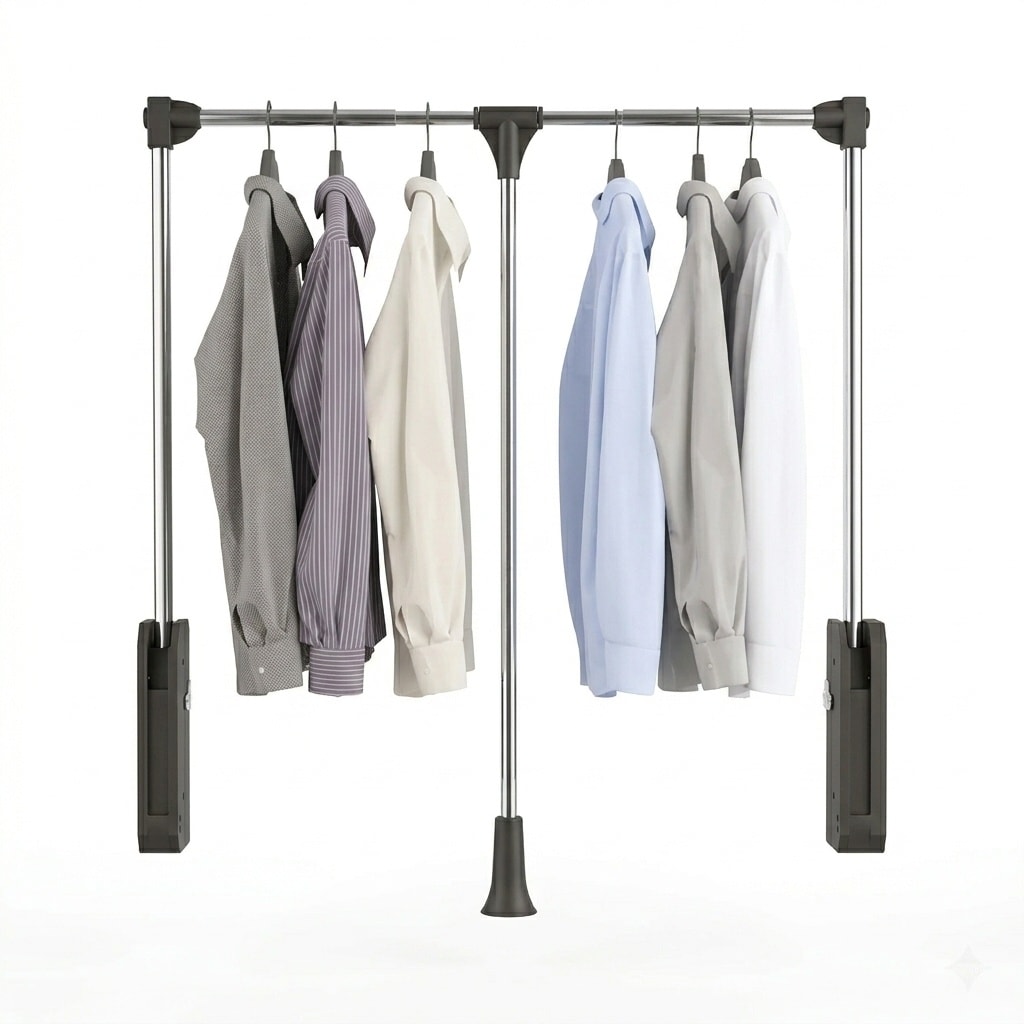 Aoibox  Pull Down Closet Rod with Soft Close Mechanism 35 46 5 in Adjustable Width 60 lb Capacity Stainless Steel