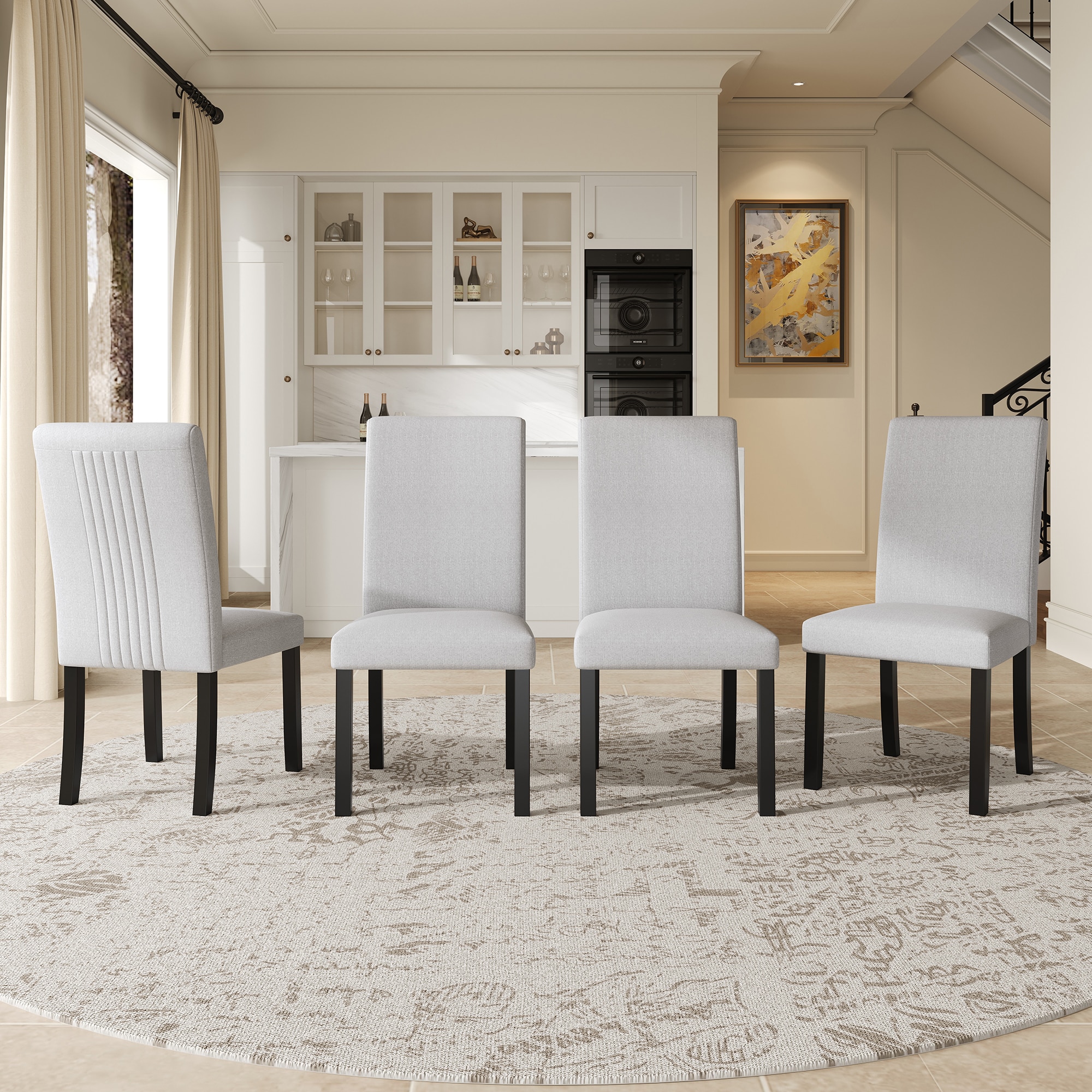 Blisstyle Modern Dining Room Chairs Set of 4 Accent Diner Chairs Upholstered Fabric Side Stylish Kitchen Chairs with Solid Wood Legs and Padded Seat