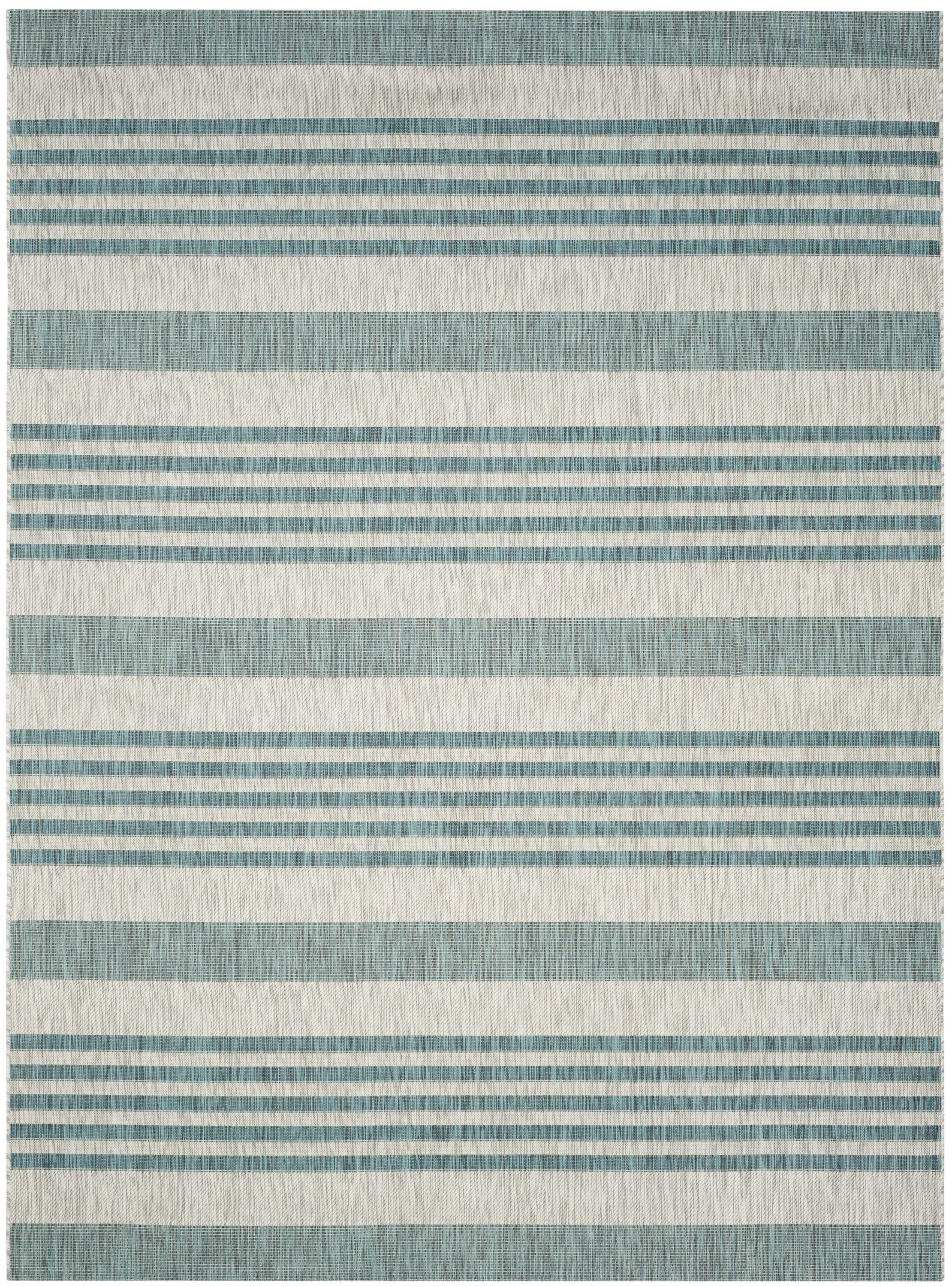 Safavieh CY8062-37212-8 Courtyard Malibu 8 x 11 (ft) Loomed Polypropylene Gray/Blue Rectangular Indoor/Outdoor Stripe Area rug