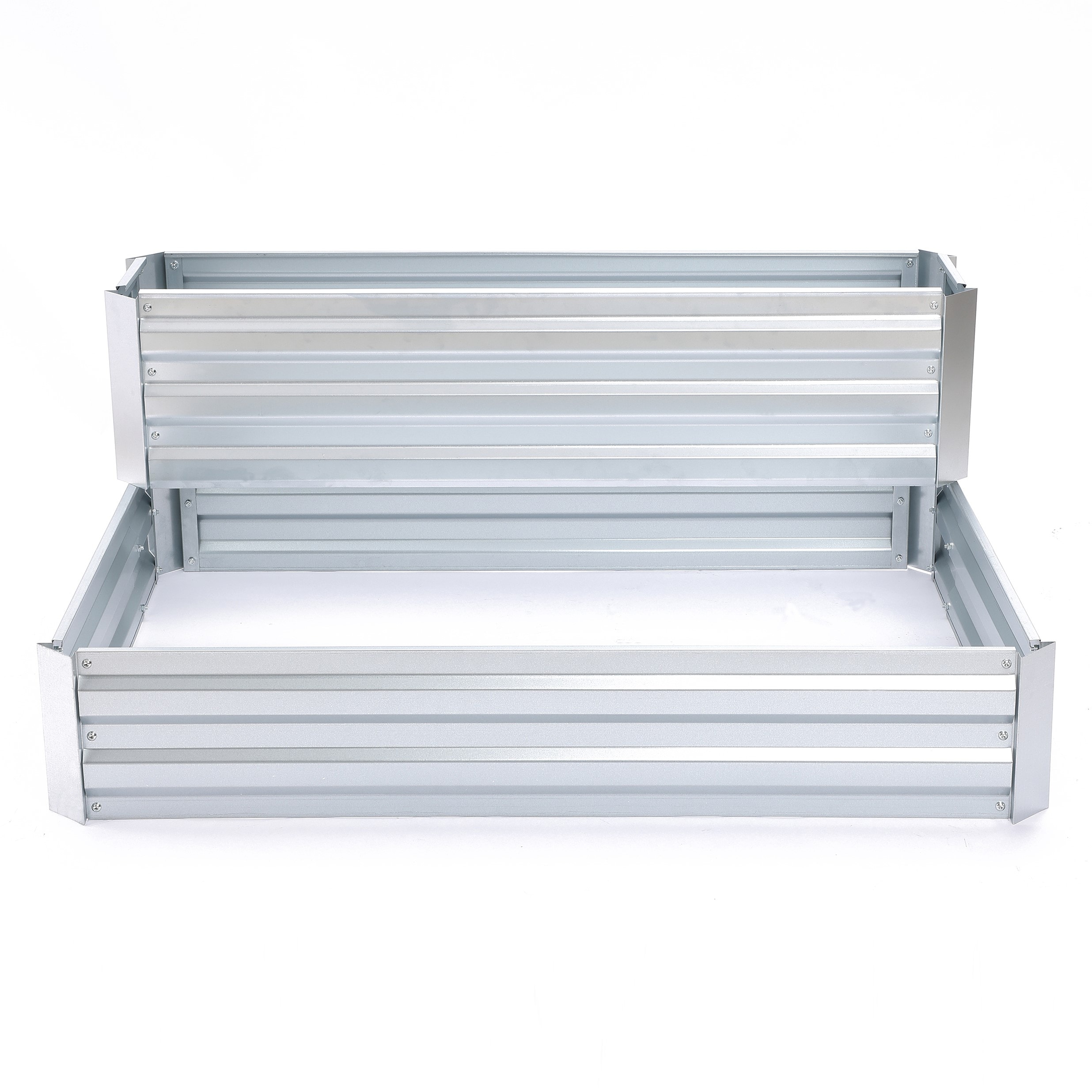 LuxenHome WHPL1668 47.5-in W x 38-in L x 19.75-in H Silver Galvanized Metal Raised Garden Bed