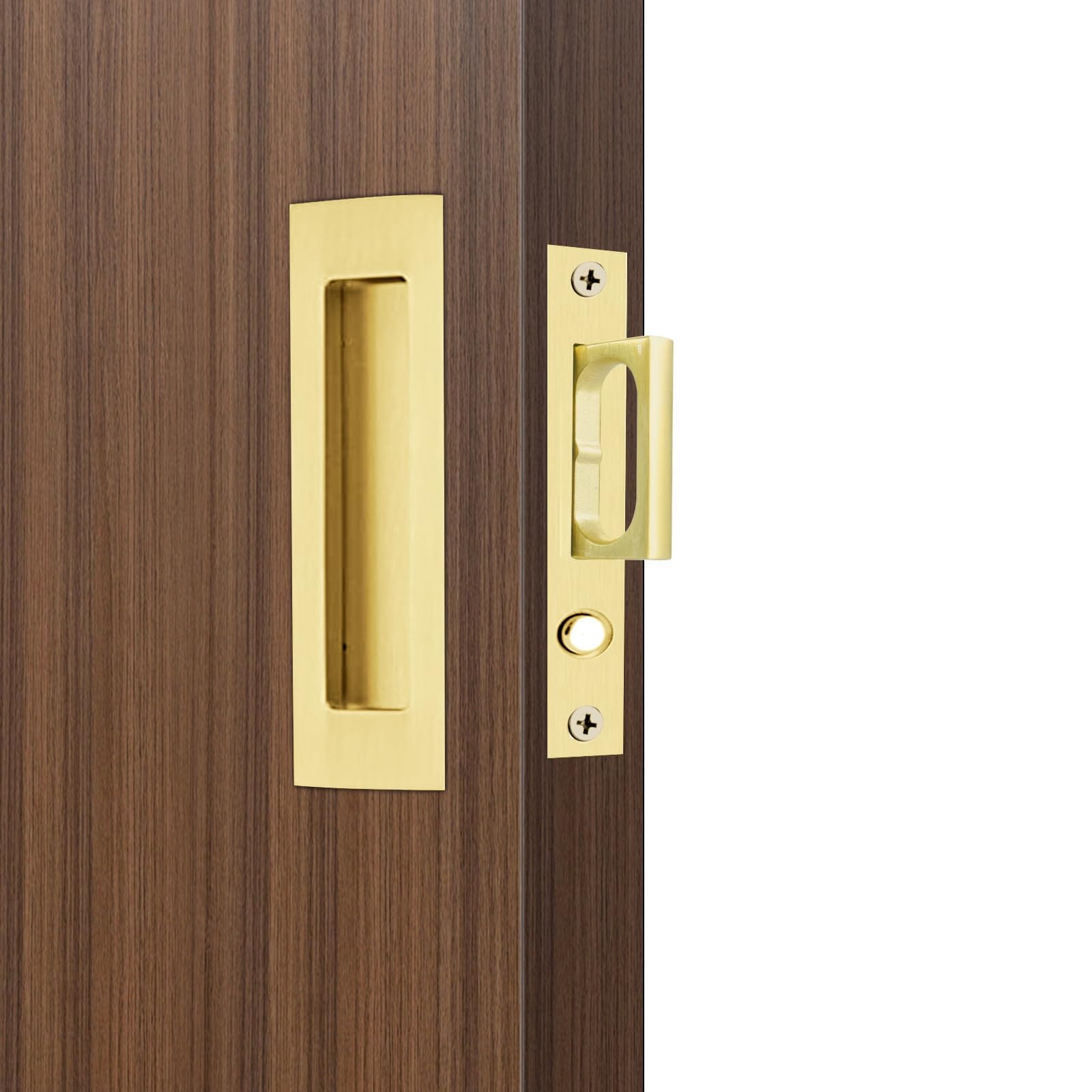 Lukvuzo  Sliding Pocket Door Handles 304 Stainless Steel Non Locking Recessed Flush Finger Pulls Heavy Duty Edge Pull with Pop Out Ring Pull
