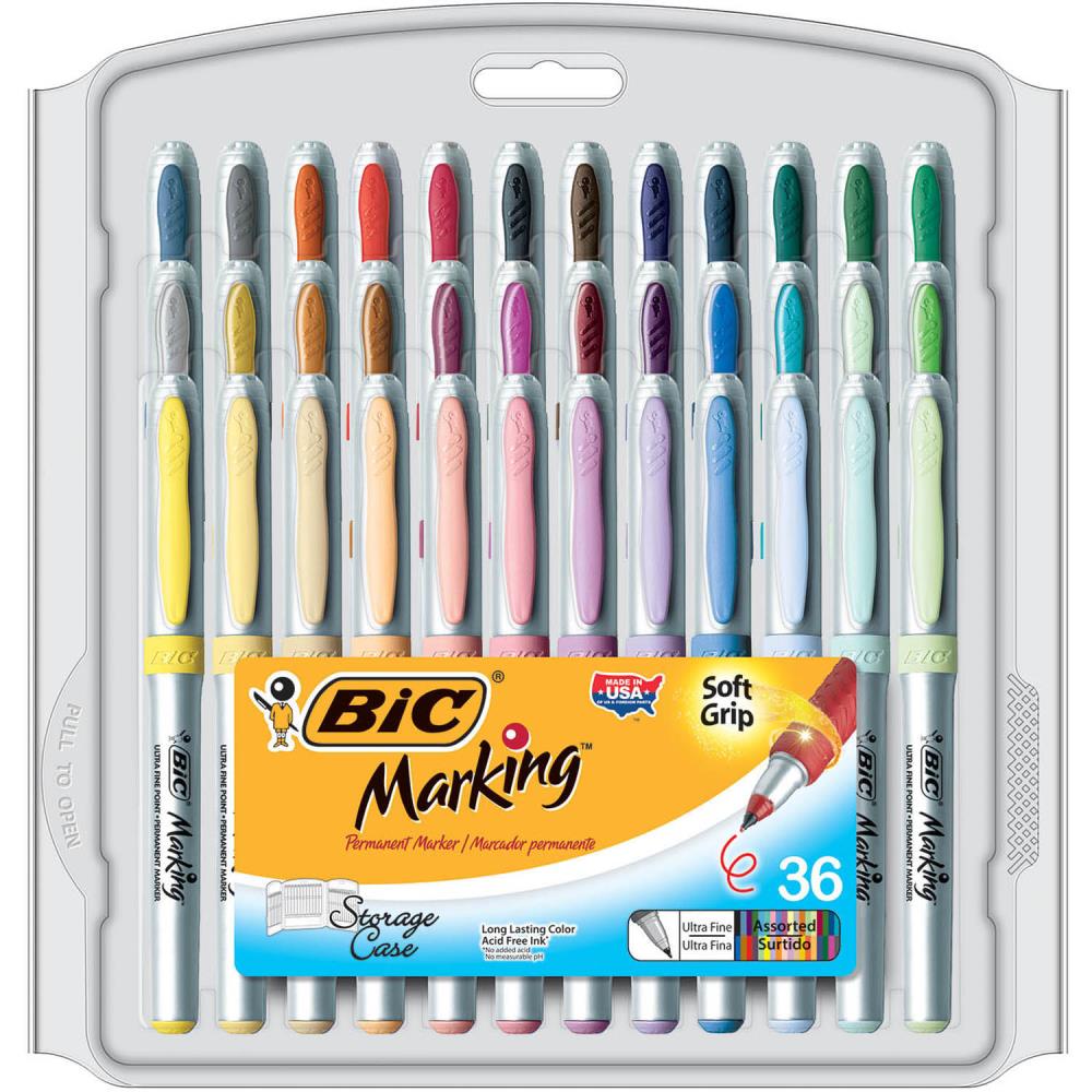 Bic Set of 36 Assorted Mark-It Fine Point Permanent Markers 