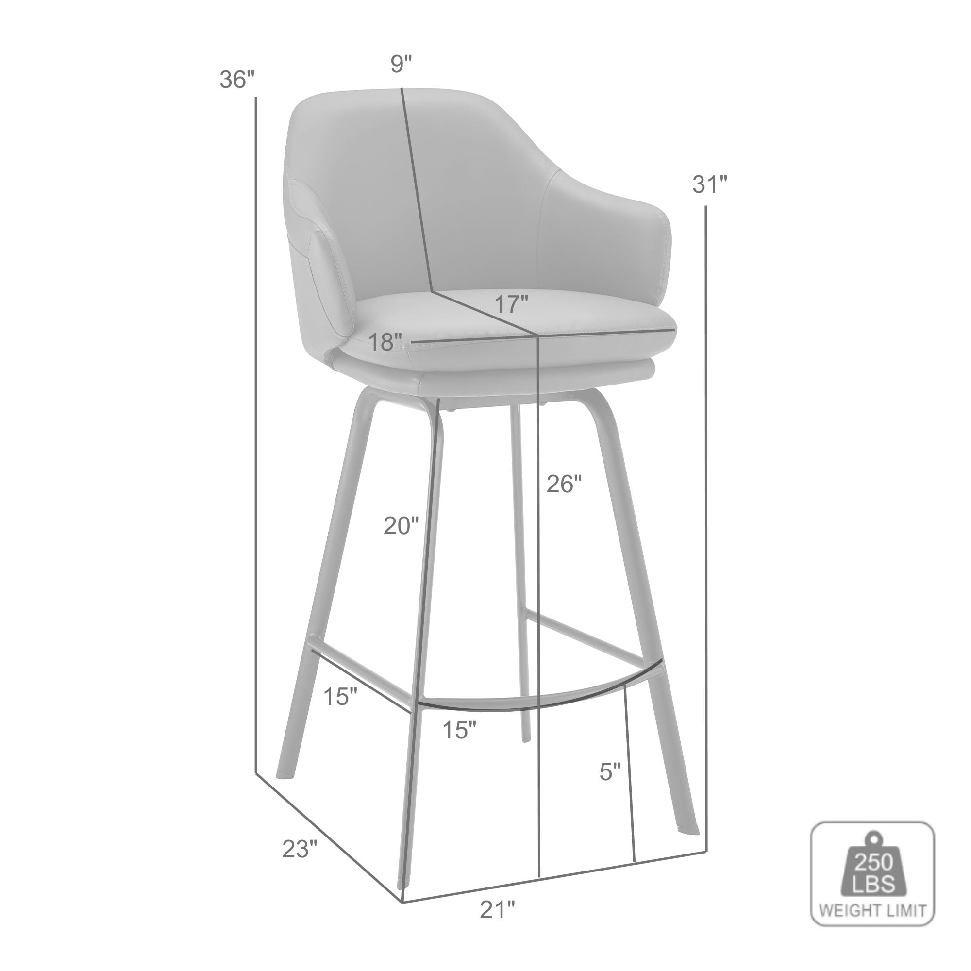 Armen Living LCBRBABLGR26 stools - View #10