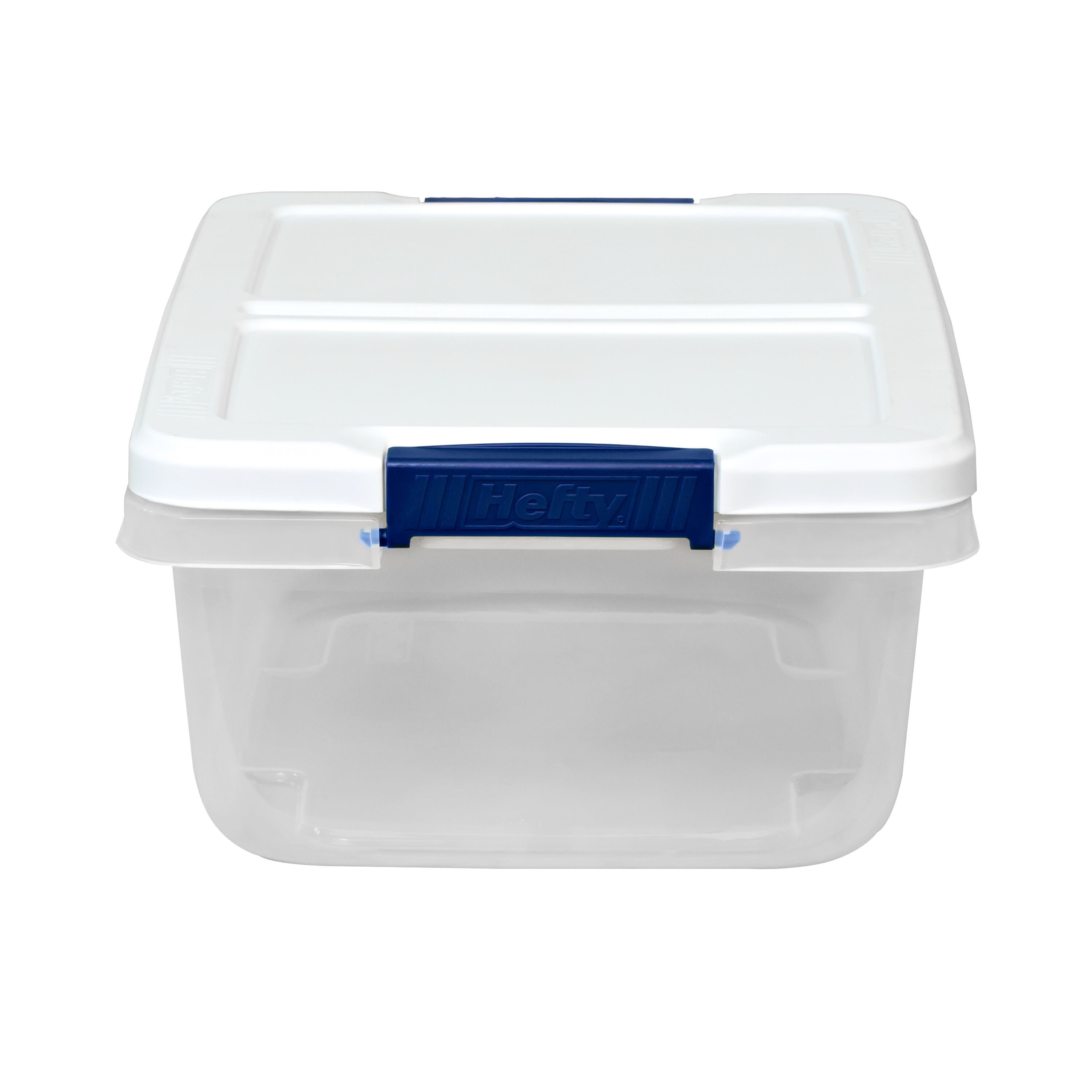 Hefty 8-Pack Small 3.75-Gallons (15-Quart) Clear-white-blue Weatherproof  Tote with Latching Lid at