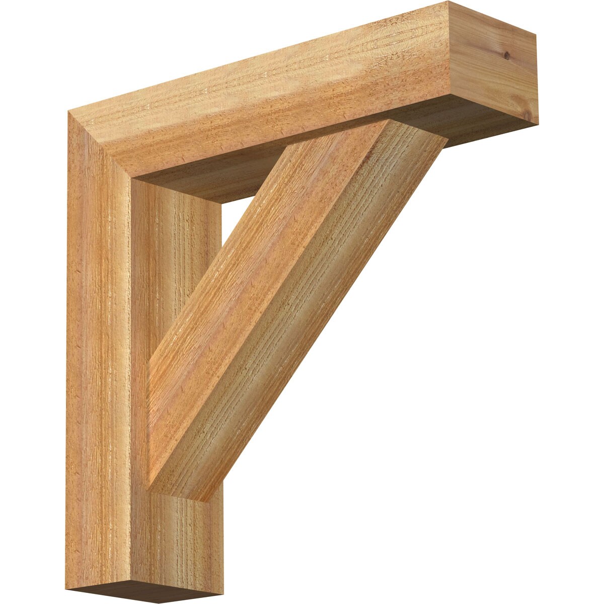 Ekena Millwork 1464741 Traditional Block Rough Sawn Bracket with Offset Brace 6-in x 22-in x 22-in Western red cedar Brown Wood Standard bracket