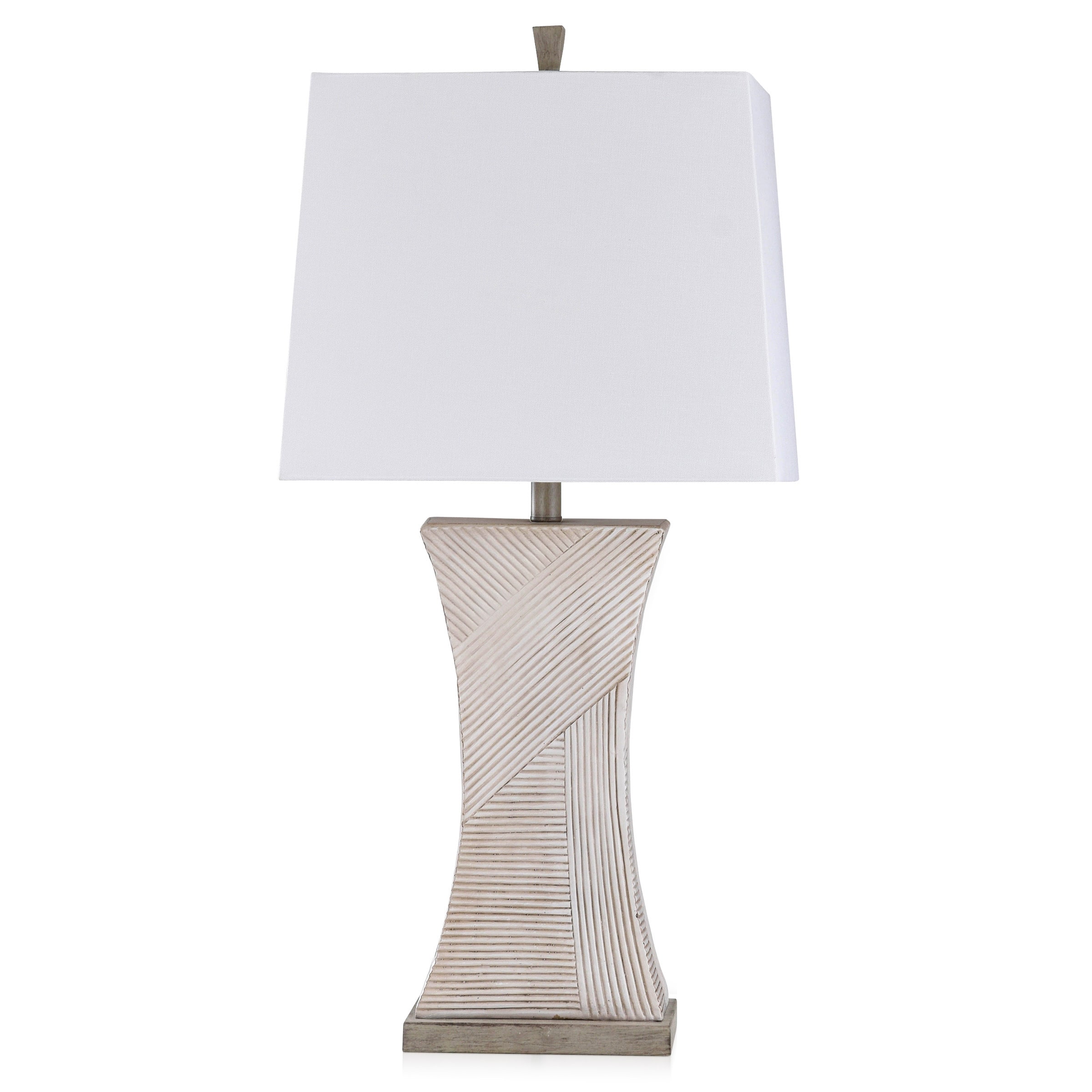 Asher 26'' Off-White and Espresso Embossed Resin Table Lamp