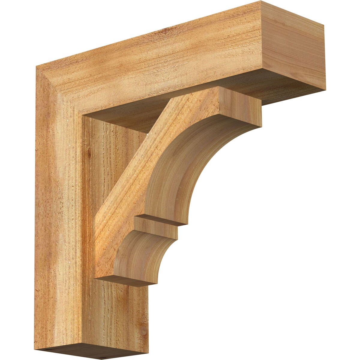 Ekena Millwork 1461834 Balboa Block Rough Sawn Bracket with Offset Brace 6-in x 18-in x 18-in Western red cedar Brown Wood Standard bracket