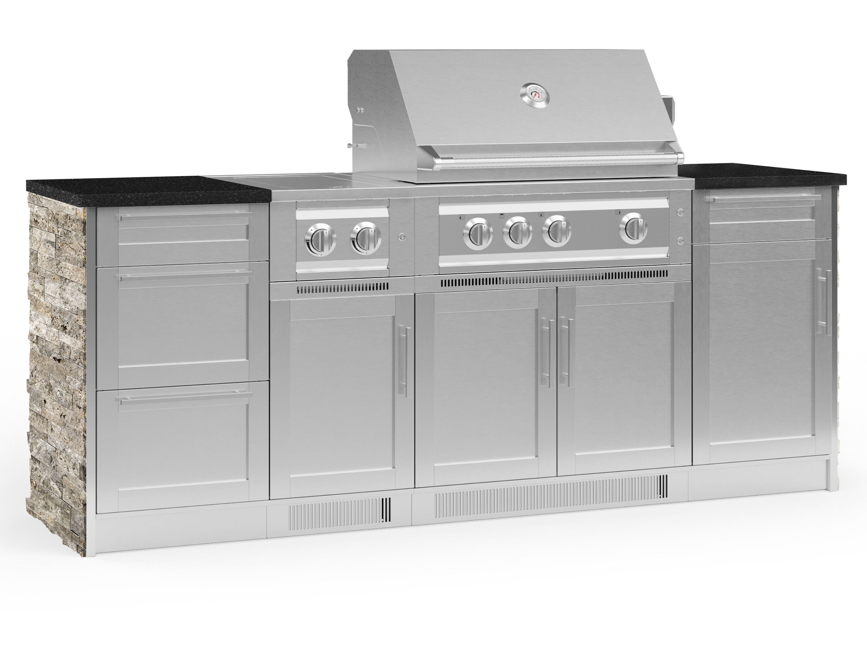 NewAge Products 68632 Signature Series Cabinets Platinum Grill 8 -Piece 88.16-in W x 25.5-in D x 51-in H Modular Outdoor Kitchen Set 6 Burners