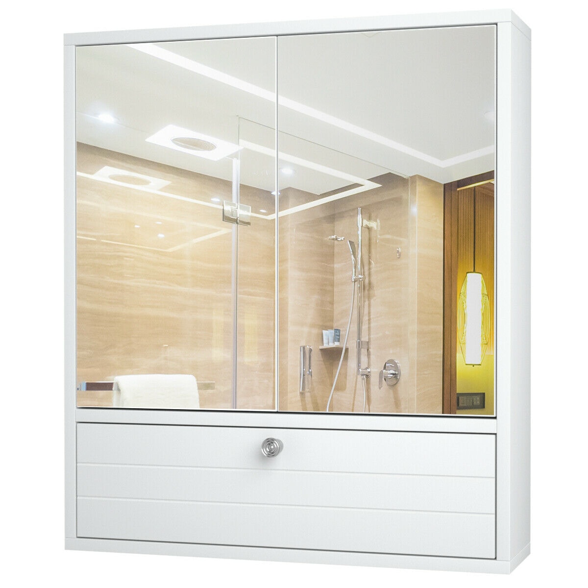 Volenca 21.5-in W x 24.5-in H x 5.5-in D 2-Mirror Door Wall-Mount Wood Medicine Cabinet