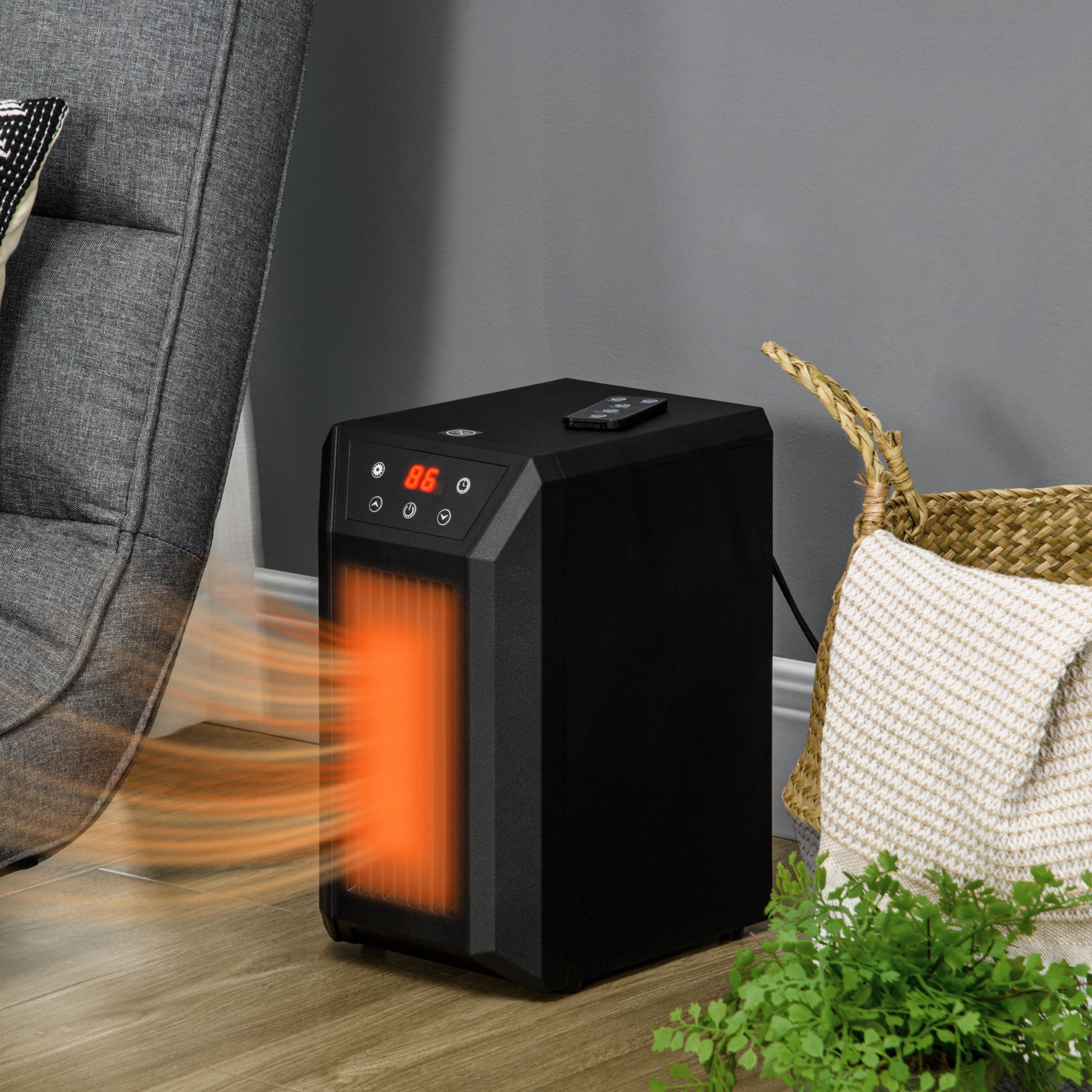 BABOOM Up to 1500-Watt Infrared Quartz Heat Indoor Electric Space Heater with Thermostat and Remote Included #BOM-P155077-OR
