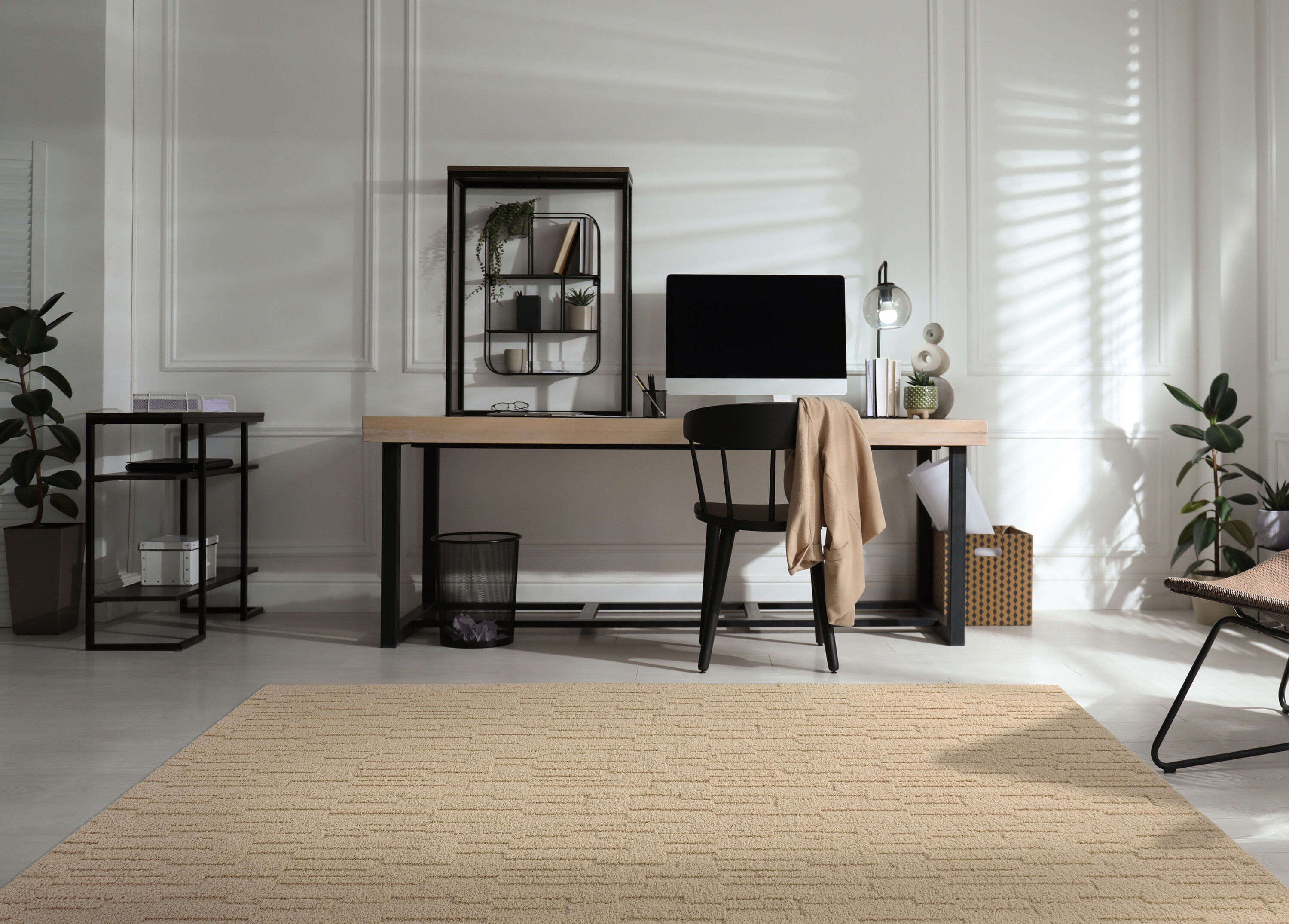 Garland Rug LL160N10814401 Brentwood Pixel 9 x 12 (ft) Tufted Polypropylene Tan Rectangular Indoor Abstract Farmhouse/Cottage Area rug