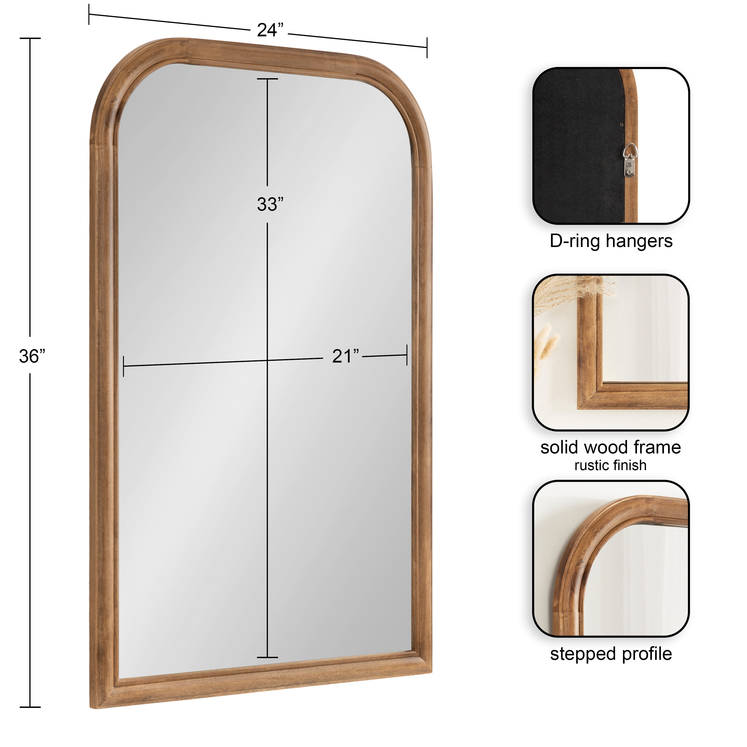 Rustic Brown Arched Full Length Wooden Wall Mirror