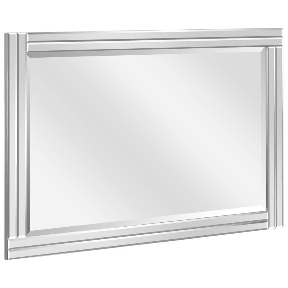 Modern Solid Wood Frame Rectangular Wall Mirror, 24" x 36", Clear Bevel